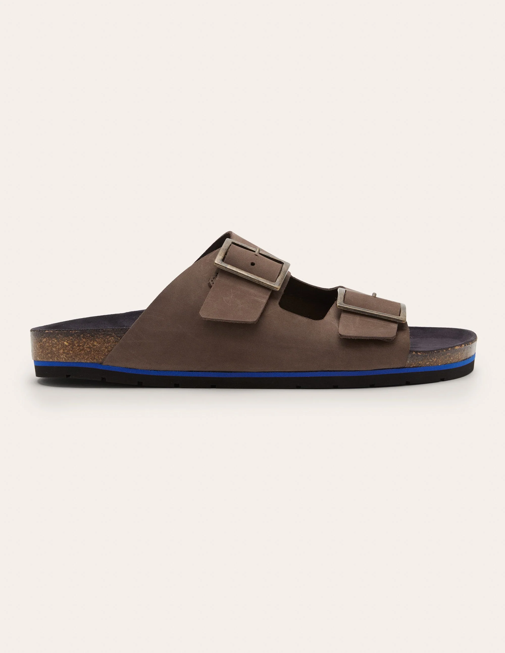 Double Strap Leather Sandals-Brown