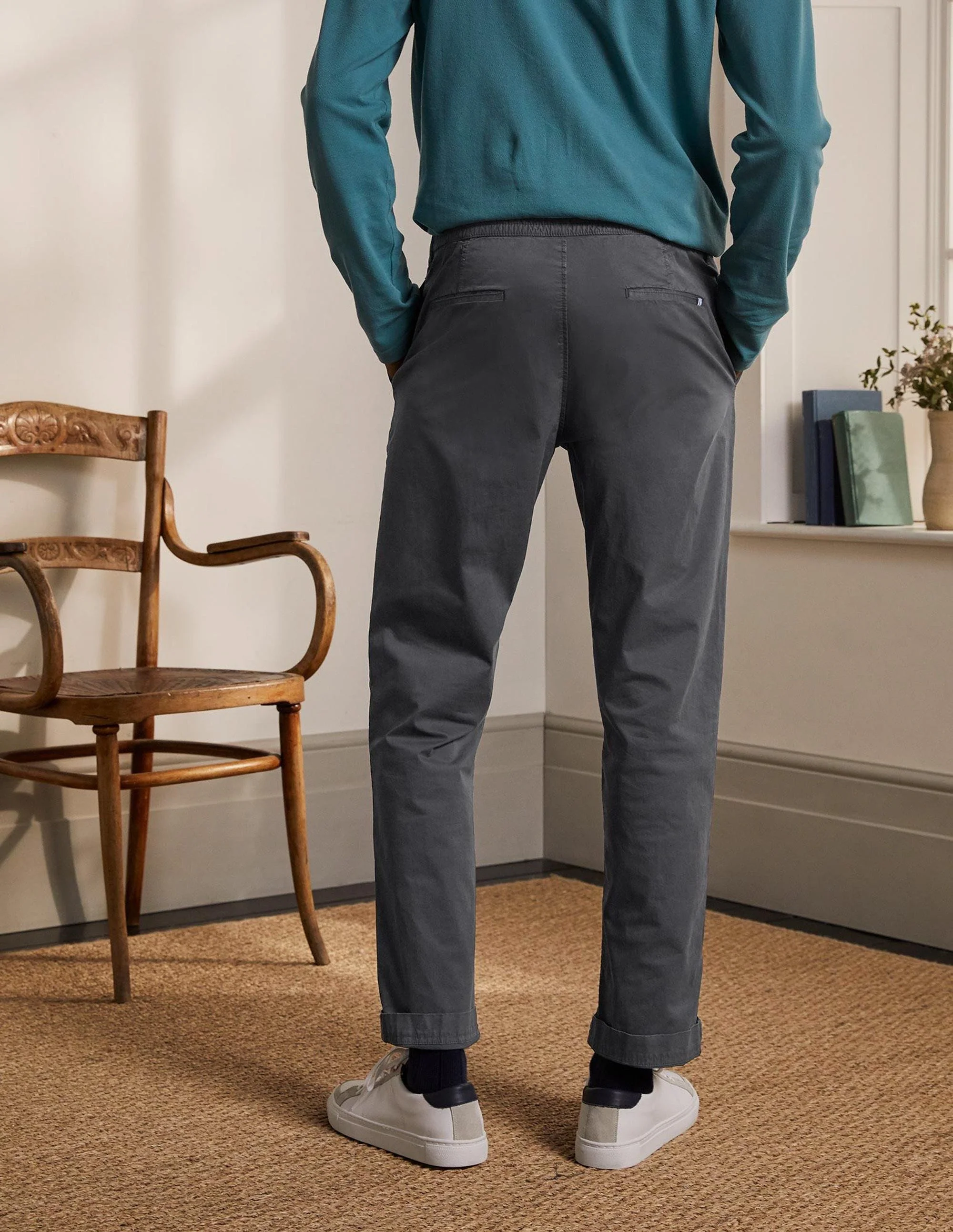 Elasticated Chino Trousers-London Grey - Image 3