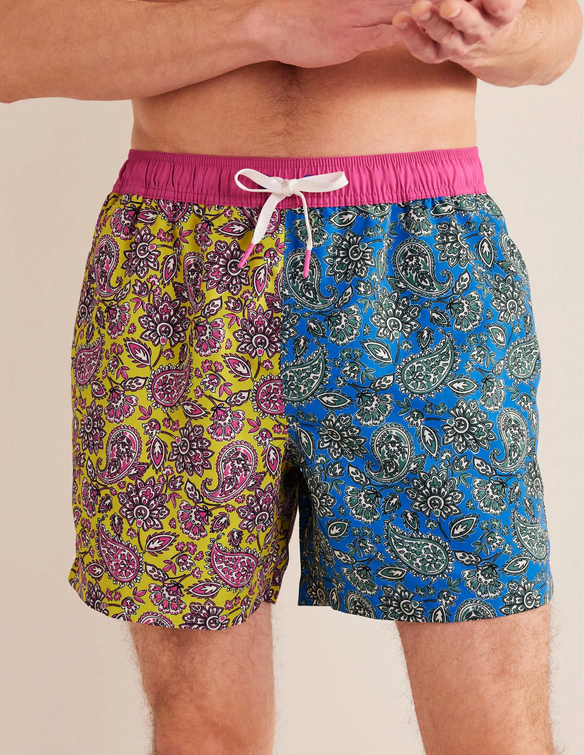 Elasticated Waist Swim Short-Moroccan Blue Paisley Floral - Image 4