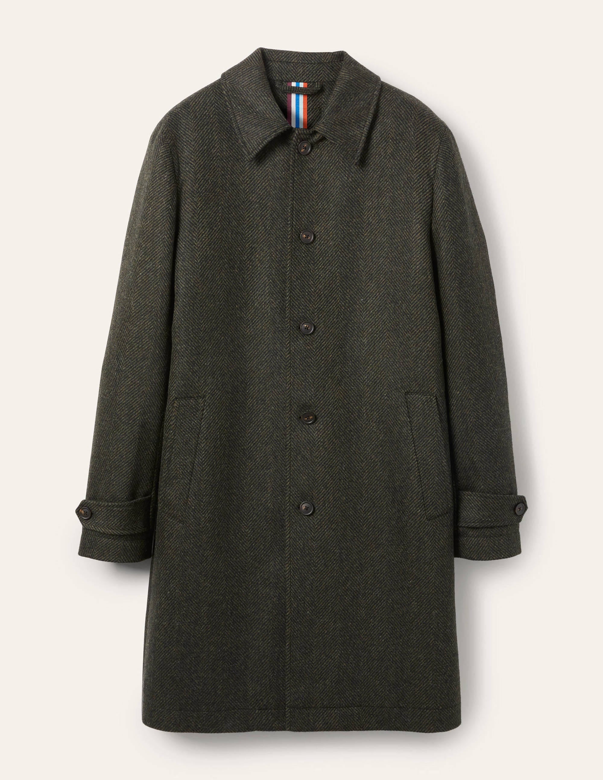 Eldon British Tweed Overcoat-Richmond Green Herringbone - Image 5