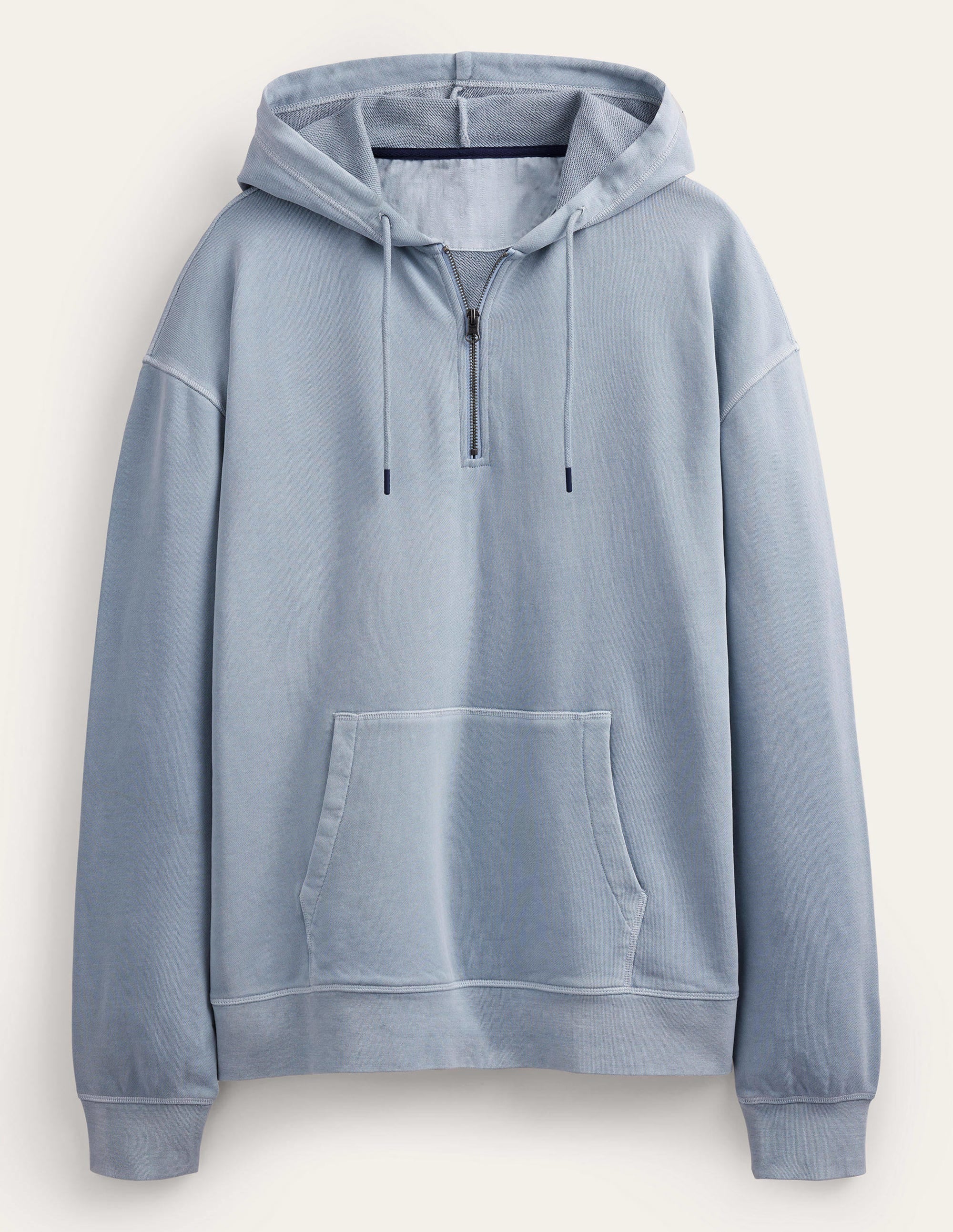 Garment Dye Half Zip Hoodie-Dusty Blue - Image 5