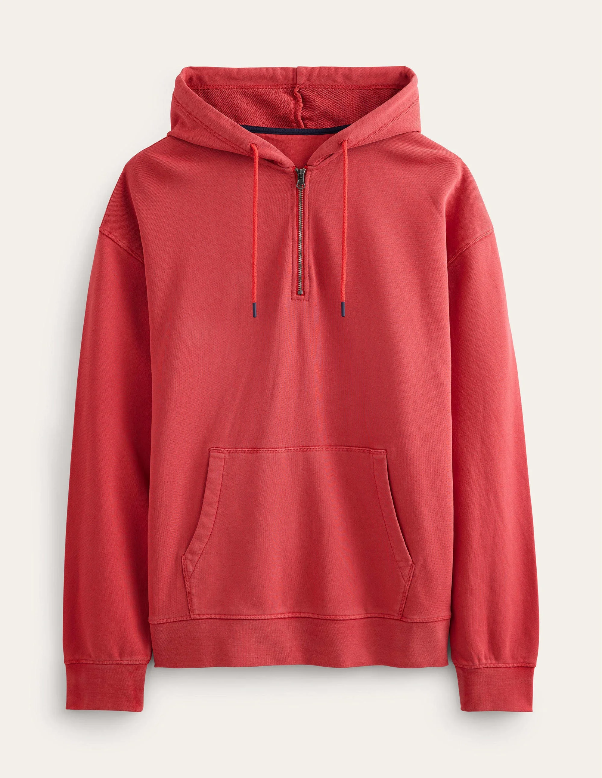 Garment Dye Half Zip Hoodie-Pompeian Red - Image 5
