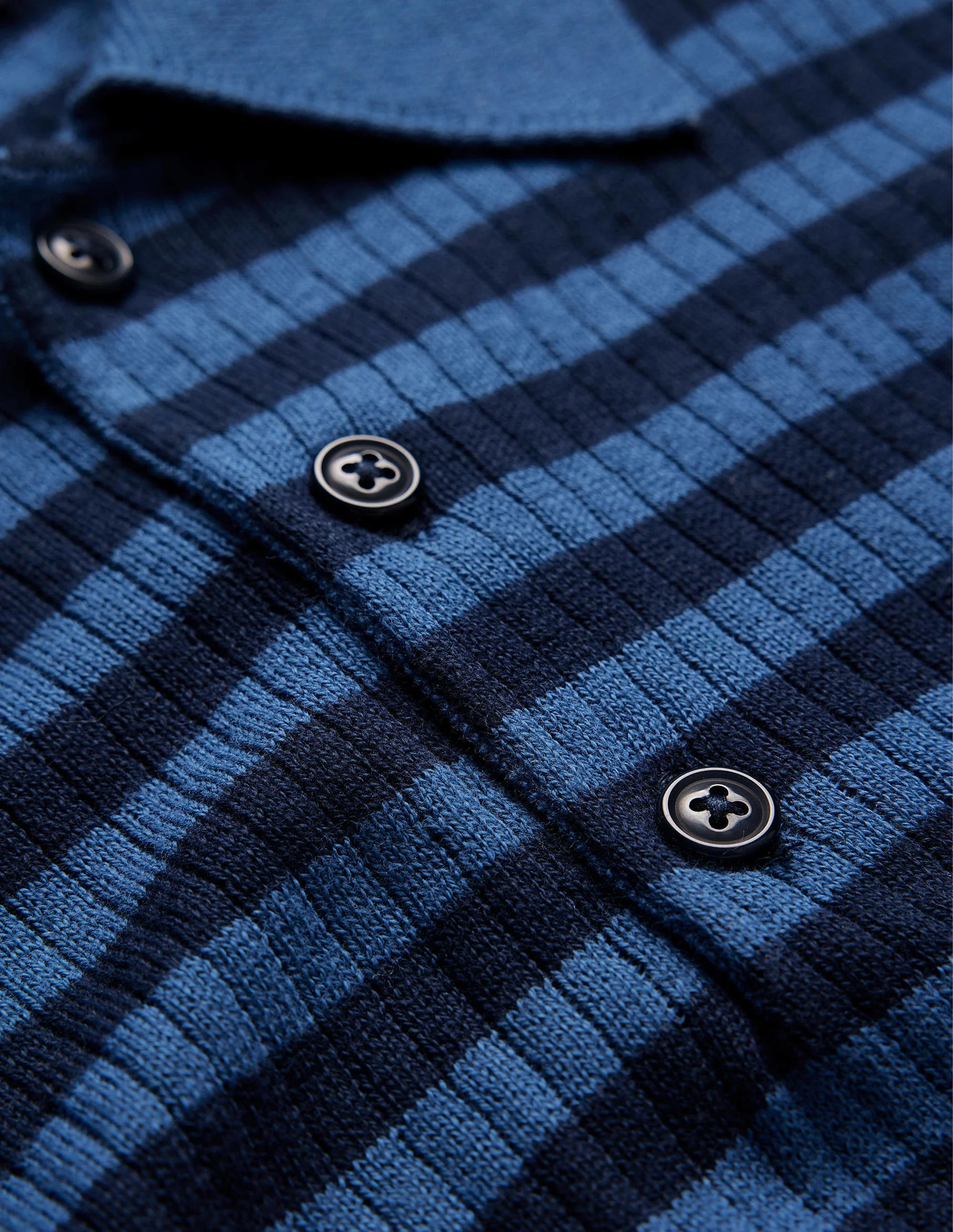 Knitted Ribbed Polo-True Navy Stripe - Image 6