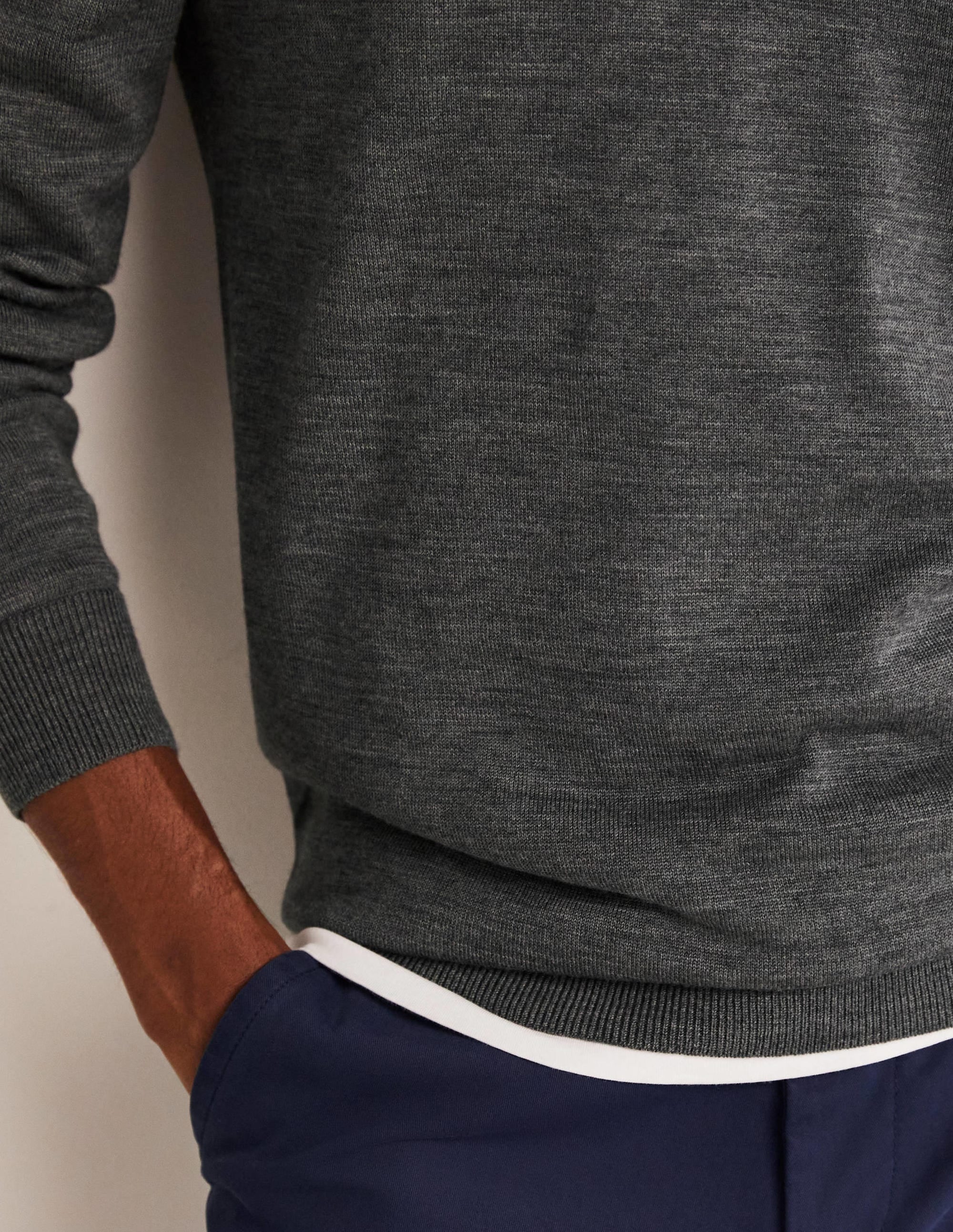 Lambswool Half-Zip-Charcoal Melange - Image 5