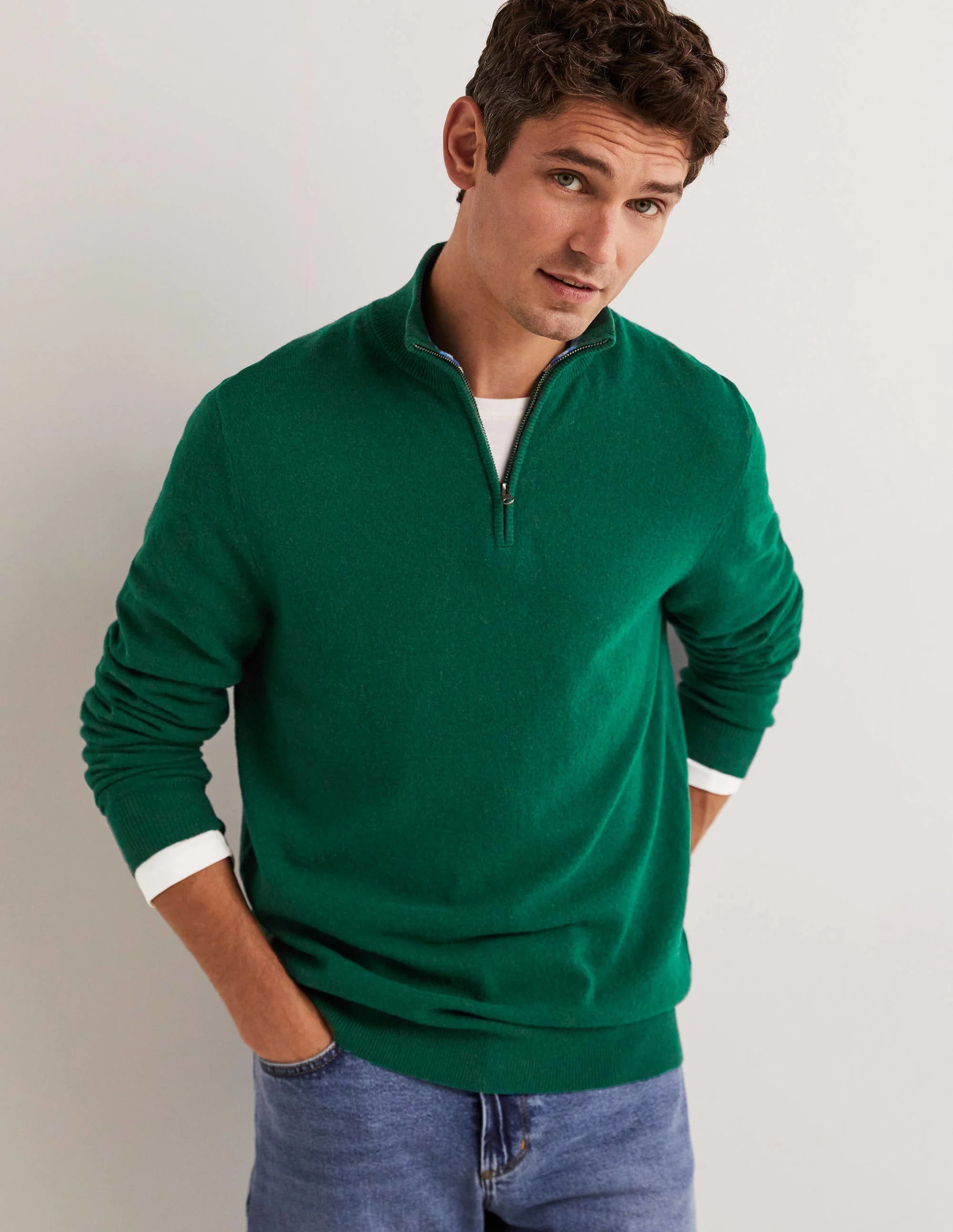 Lambswool Half-Zip-Forest Green - Image 5