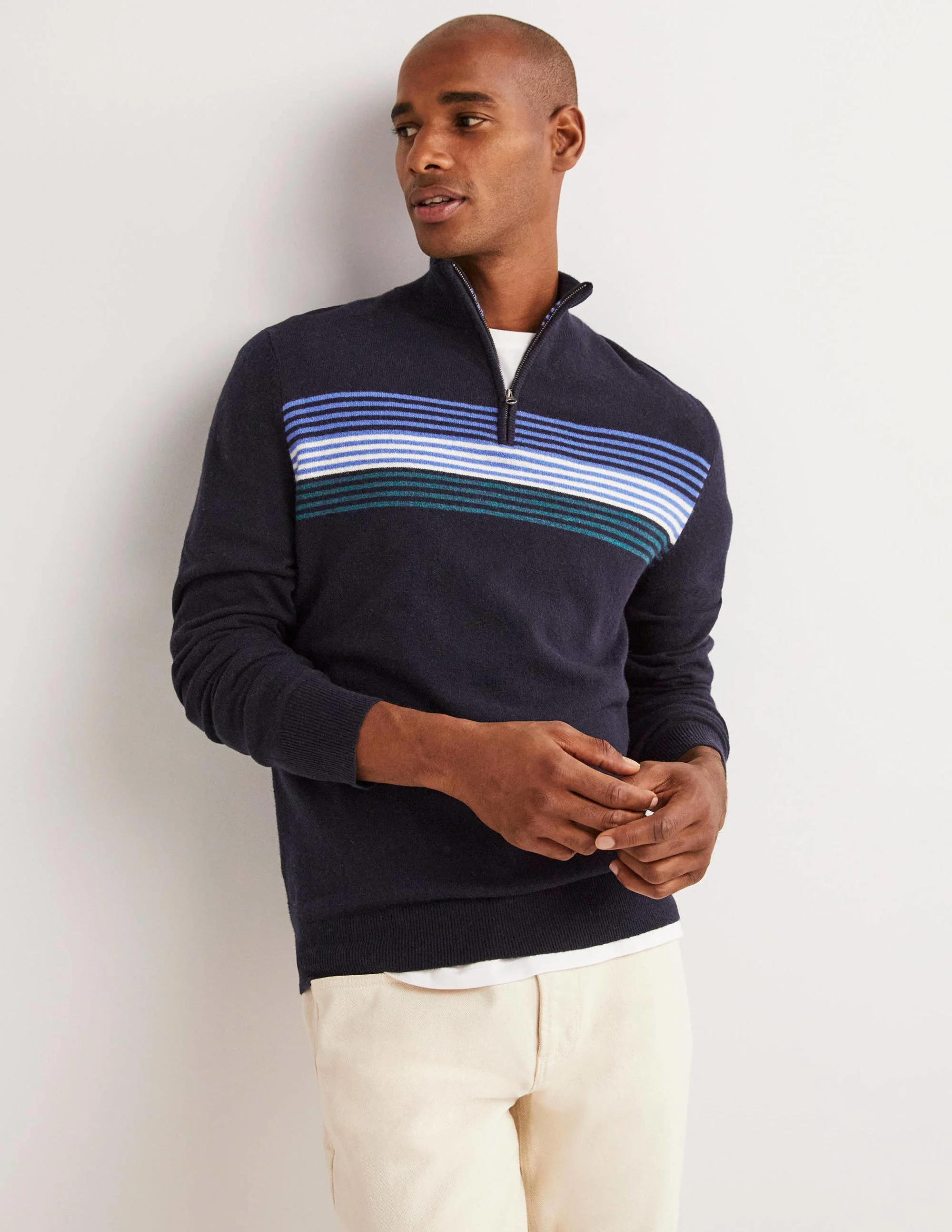 Lambswool Half-Zip-Multi Chest Stripe - Image 4