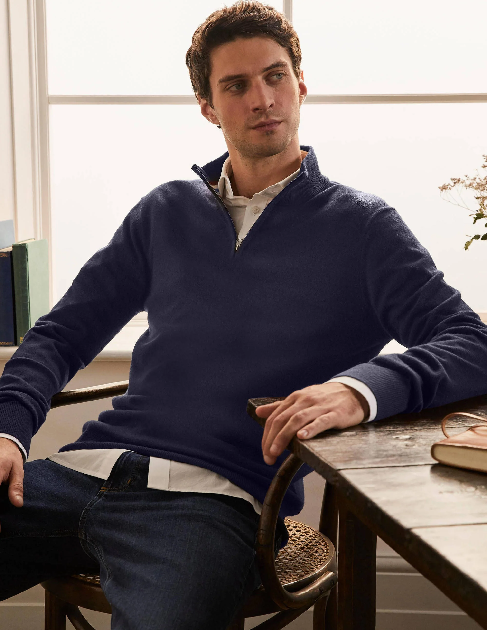 Lambswool Half-Zip-Navy