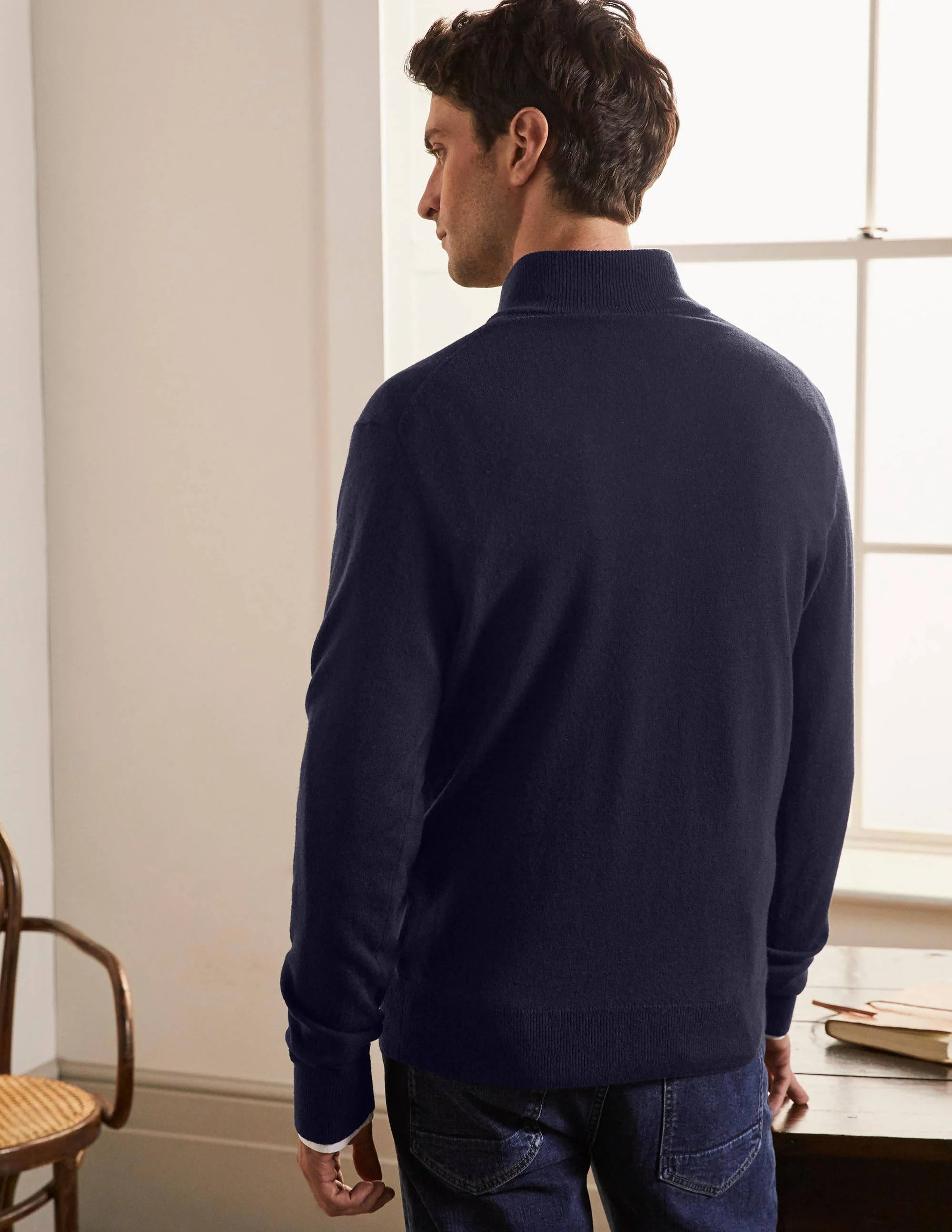 Lambswool Half-Zip-Navy - Image 3