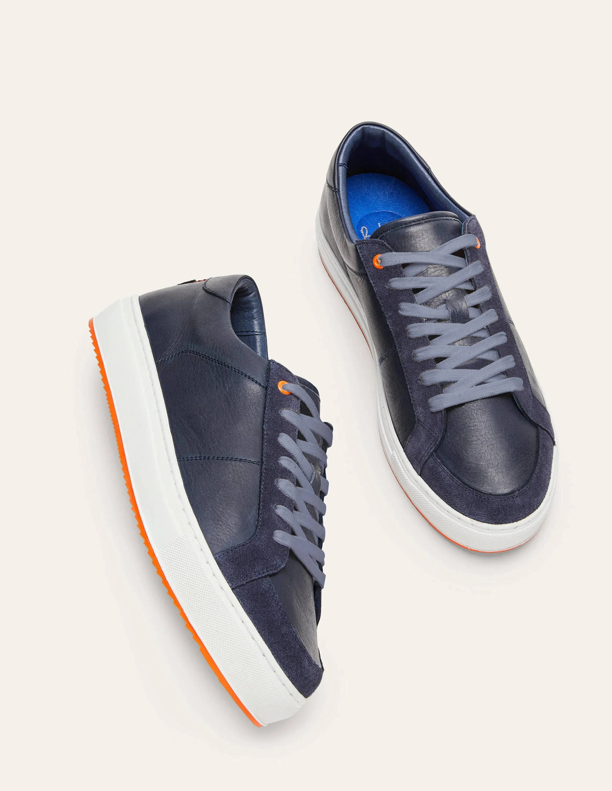 Leather Colourpop Trainers-Navy - Image 2