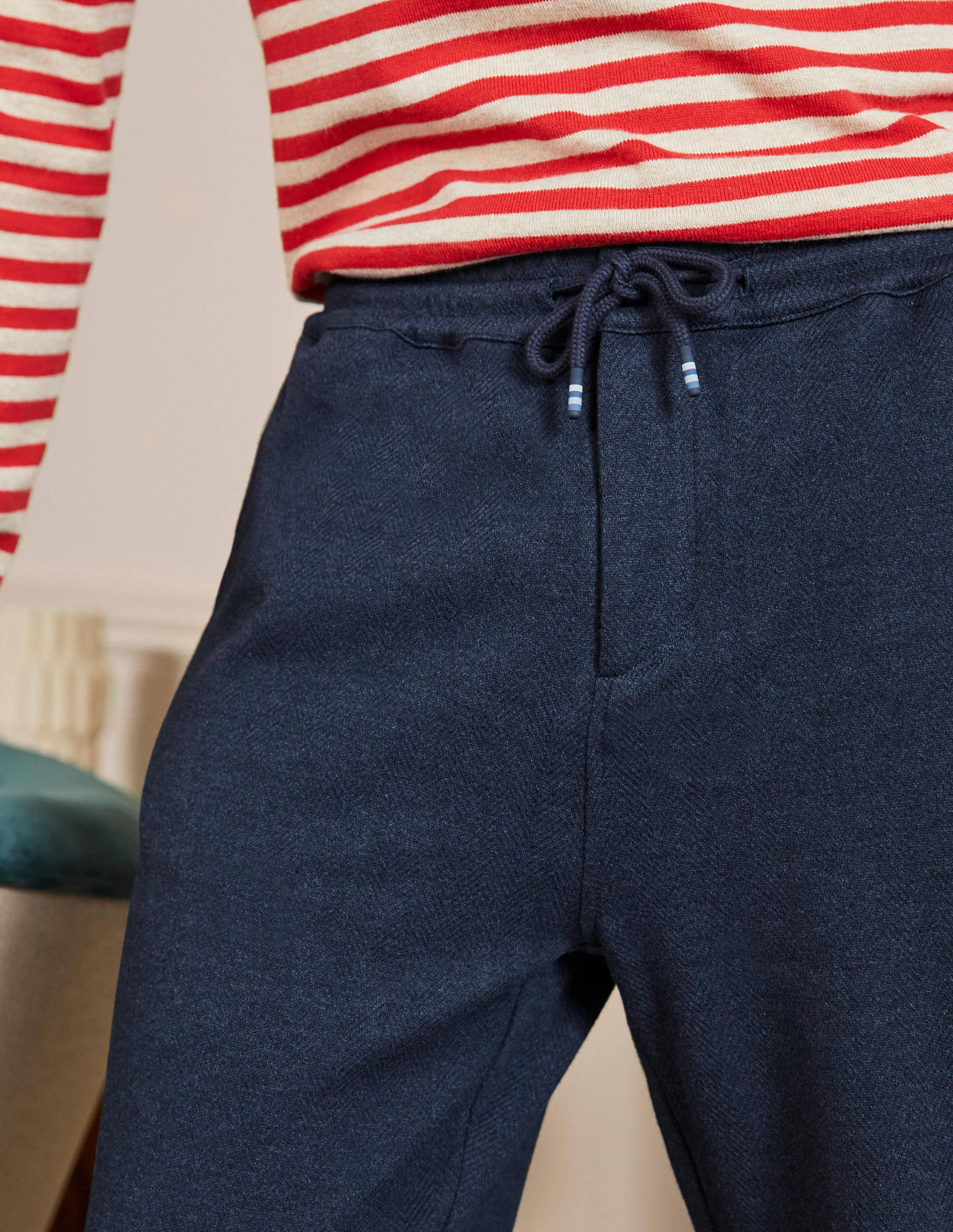 Lightweight Joggers-Navy Herringbone - Image 2