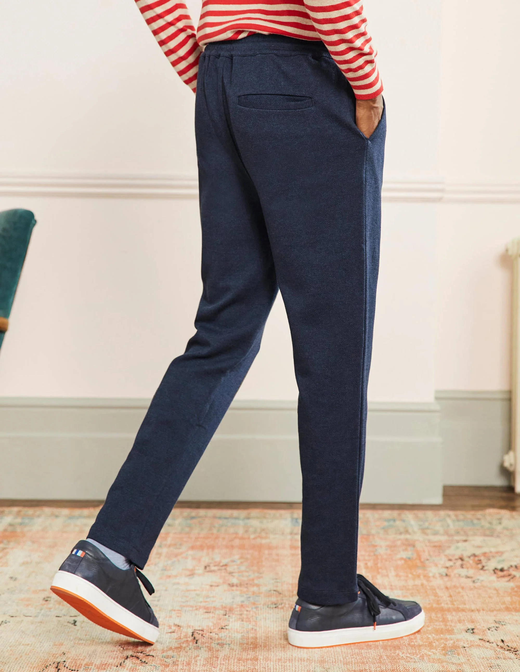 Lightweight Joggers-Navy Herringbone - Image 3