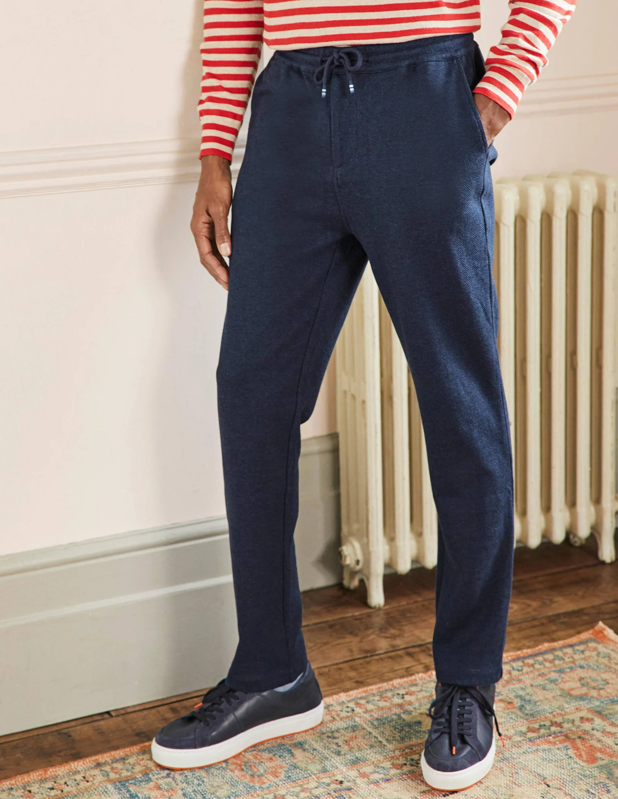 Lightweight Joggers-Navy Herringbone - Image 4