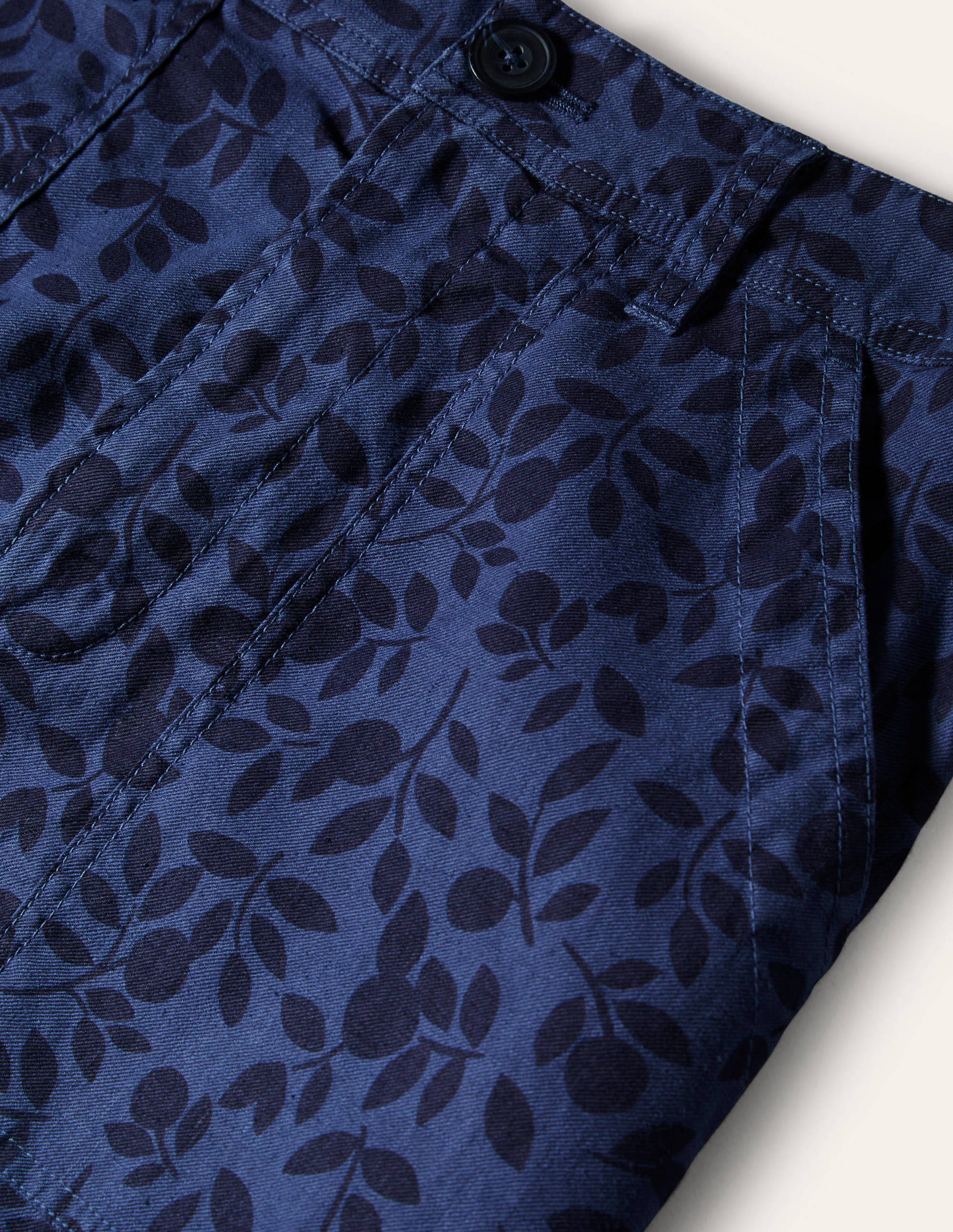Linen Blend Easy Shorts-Ensign Blue Foliage - Image 6