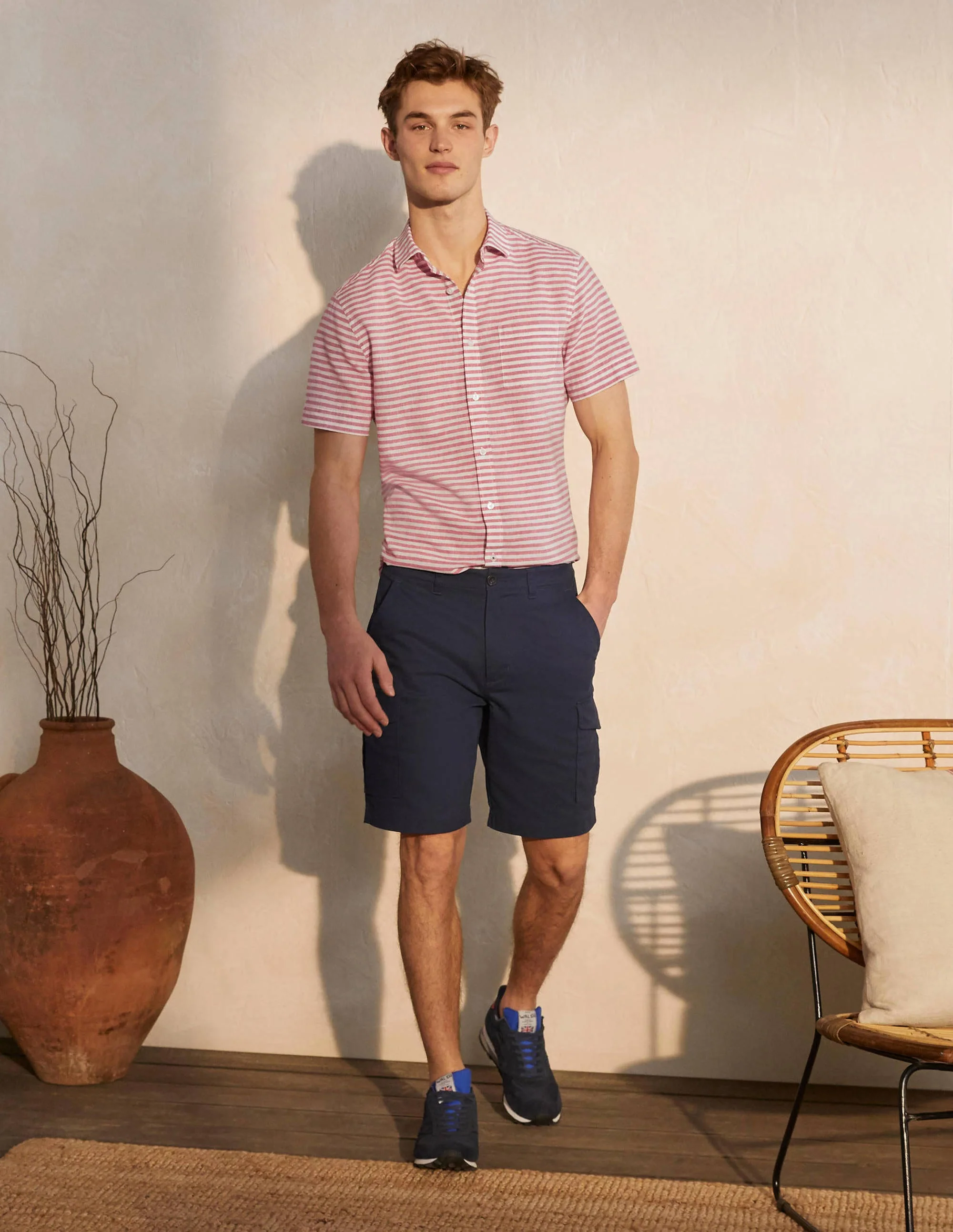 Linen Cotton Interest Shirt-Baroque Rose/Snowdrop Stripe - Image 2