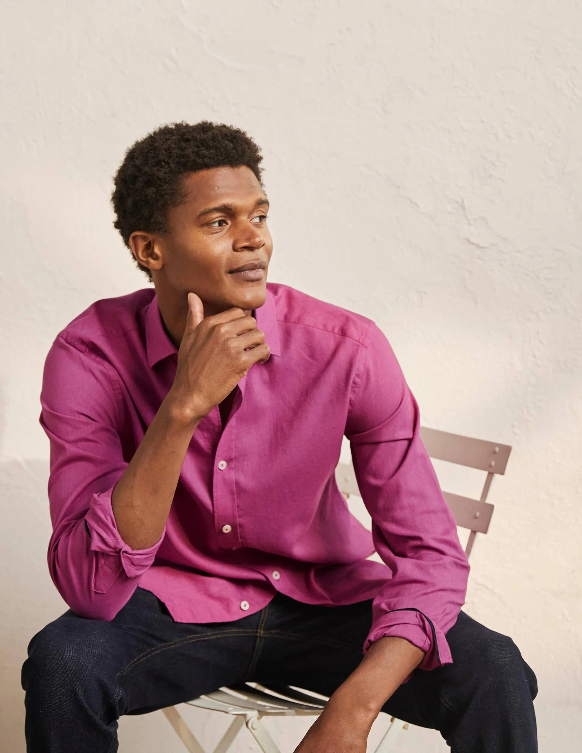 Linen Cotton Shirt-Berry Mauve