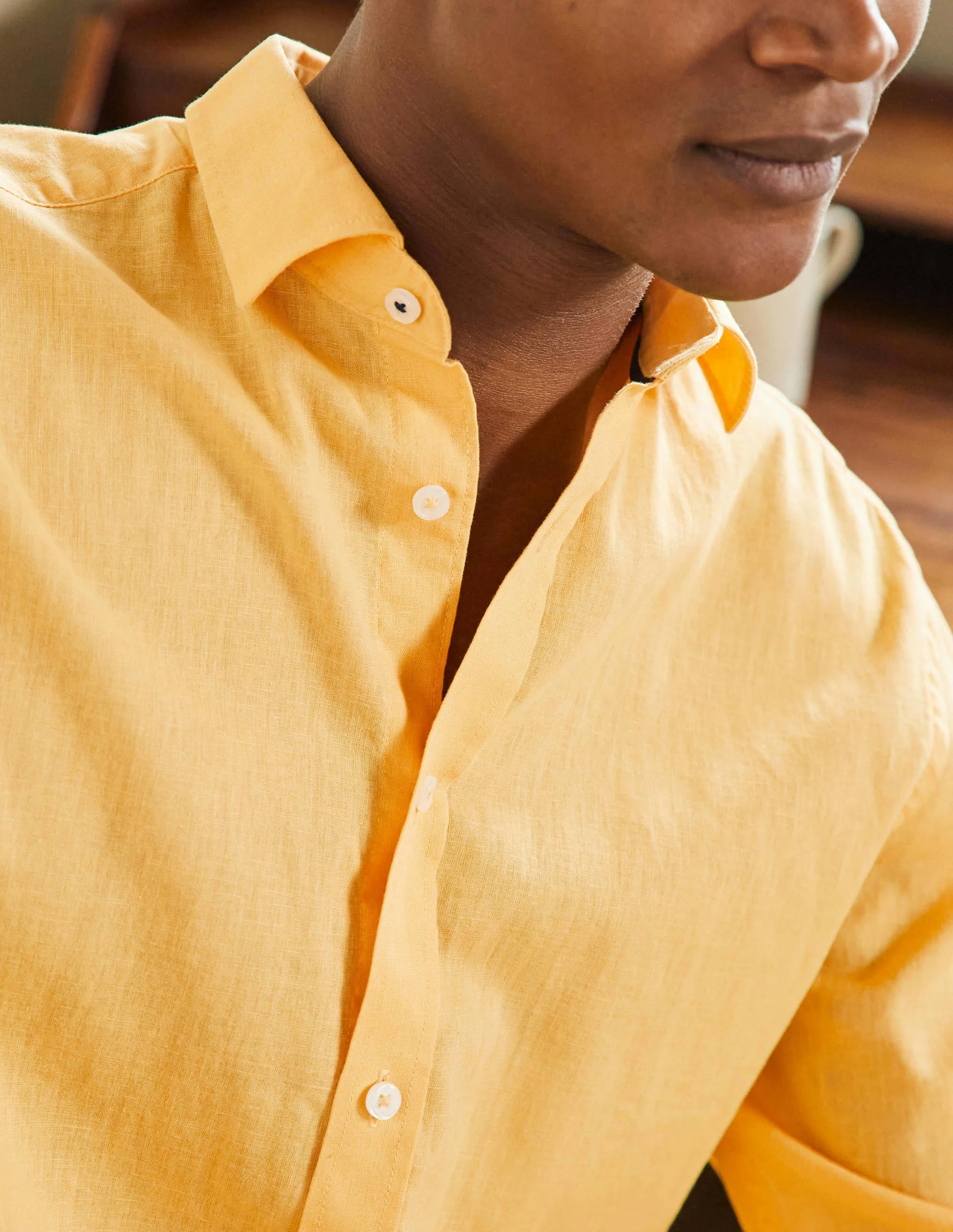 Linen Cotton Shirt-Cornsilk Yellow - Image 2