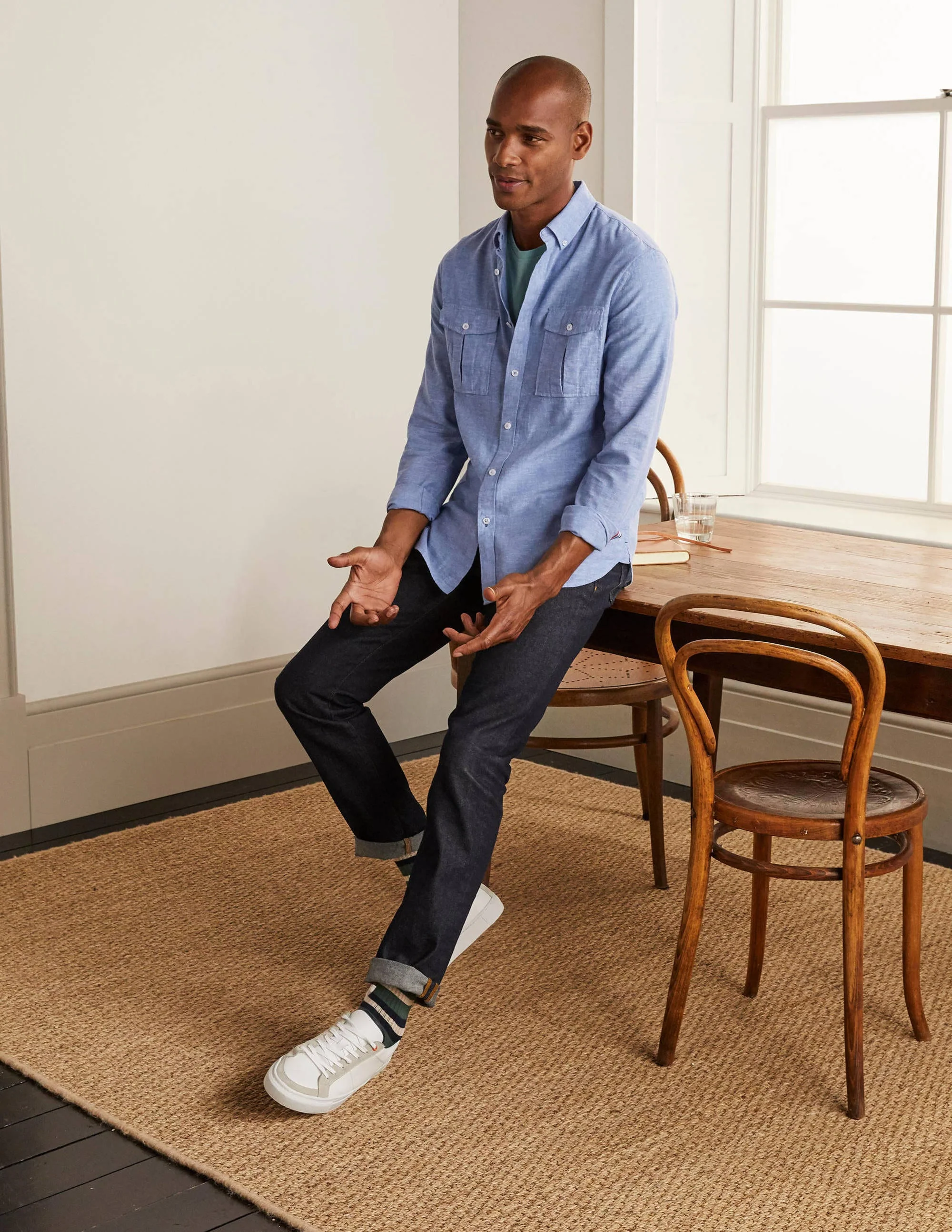 Linen Safari Shirt-Heavenly Blue - Image 2