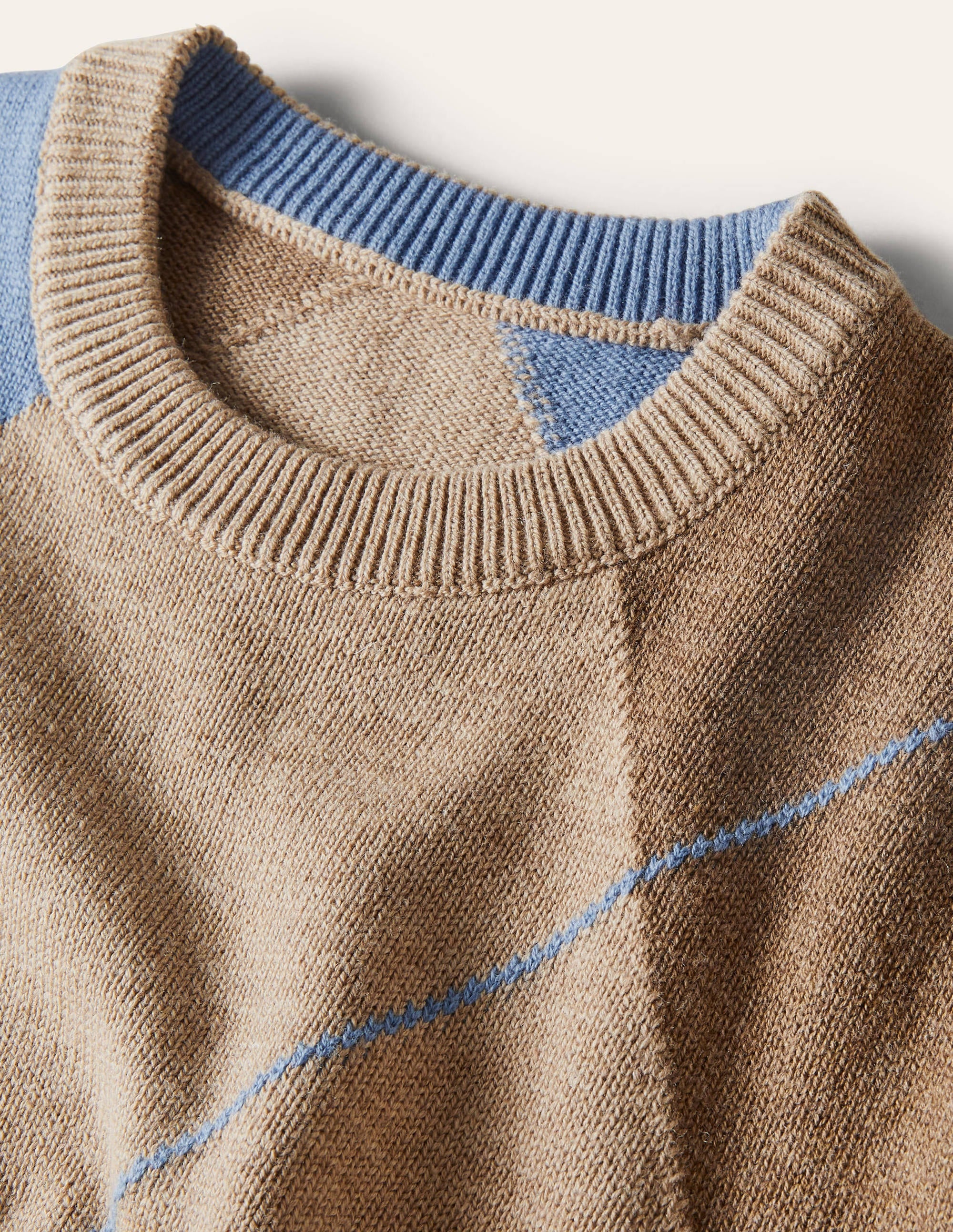 Merino Blend Crew Neck Jumper-Multi Argyle - Image 5