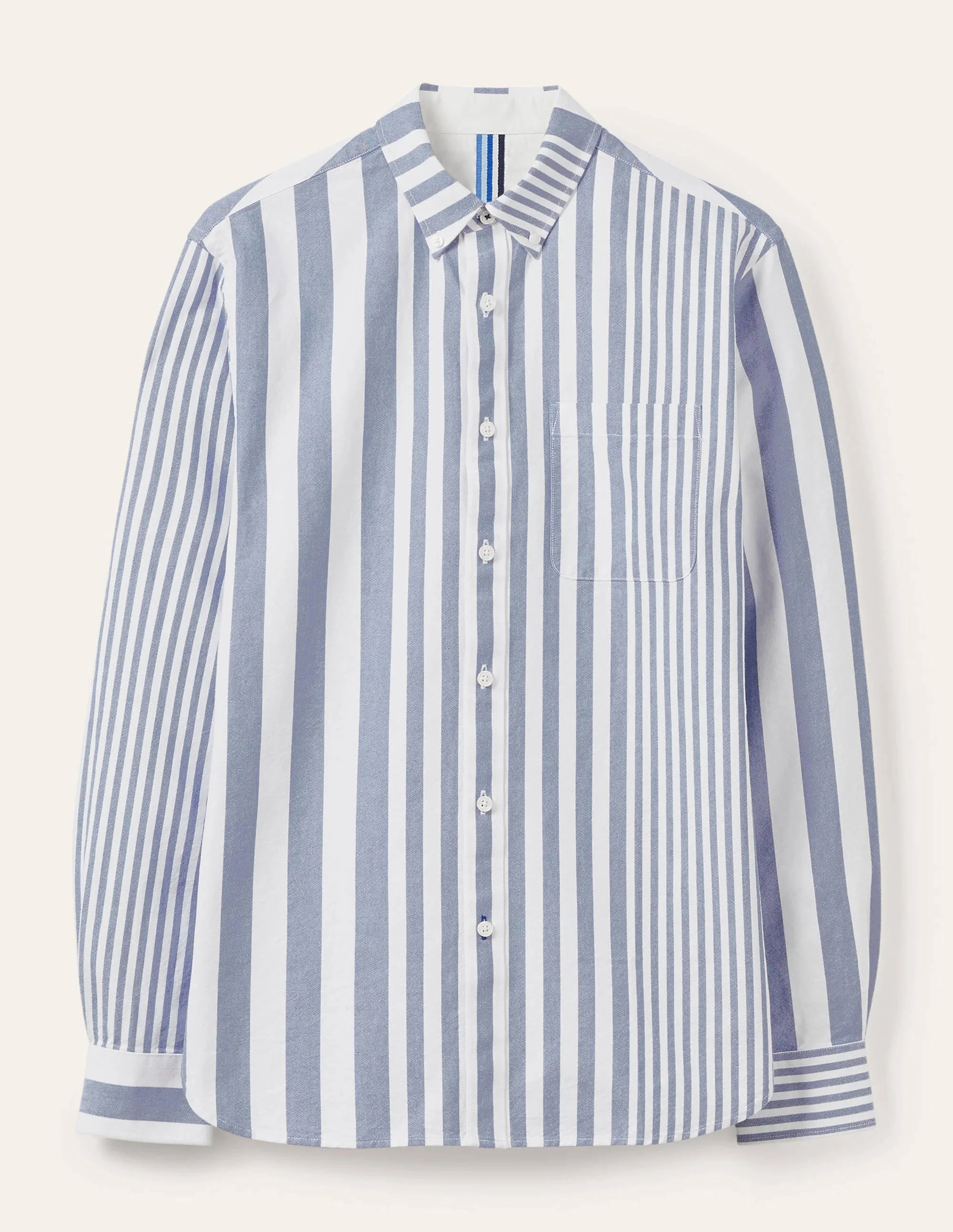Modern Oxford Shirt-Snowdrop/Regal Blue Stripe - Image 5