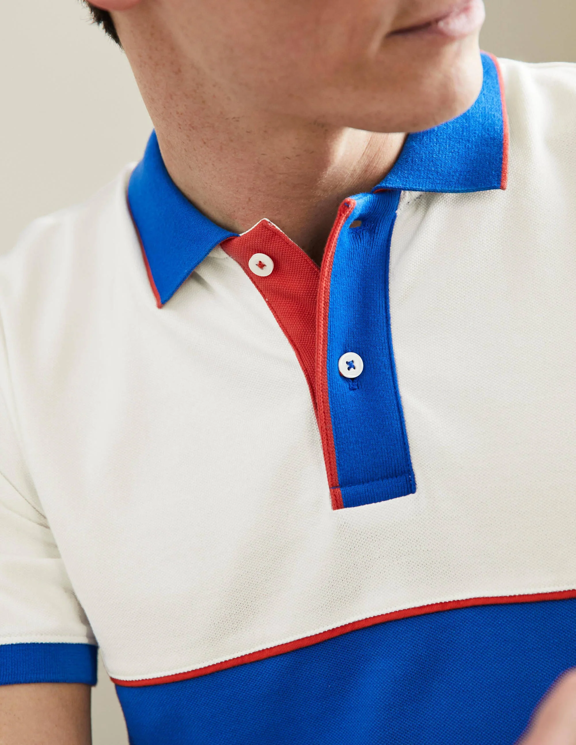 Piqué Polo Shirt-Snowdrop/Blithe Chest Stripe - Image 2