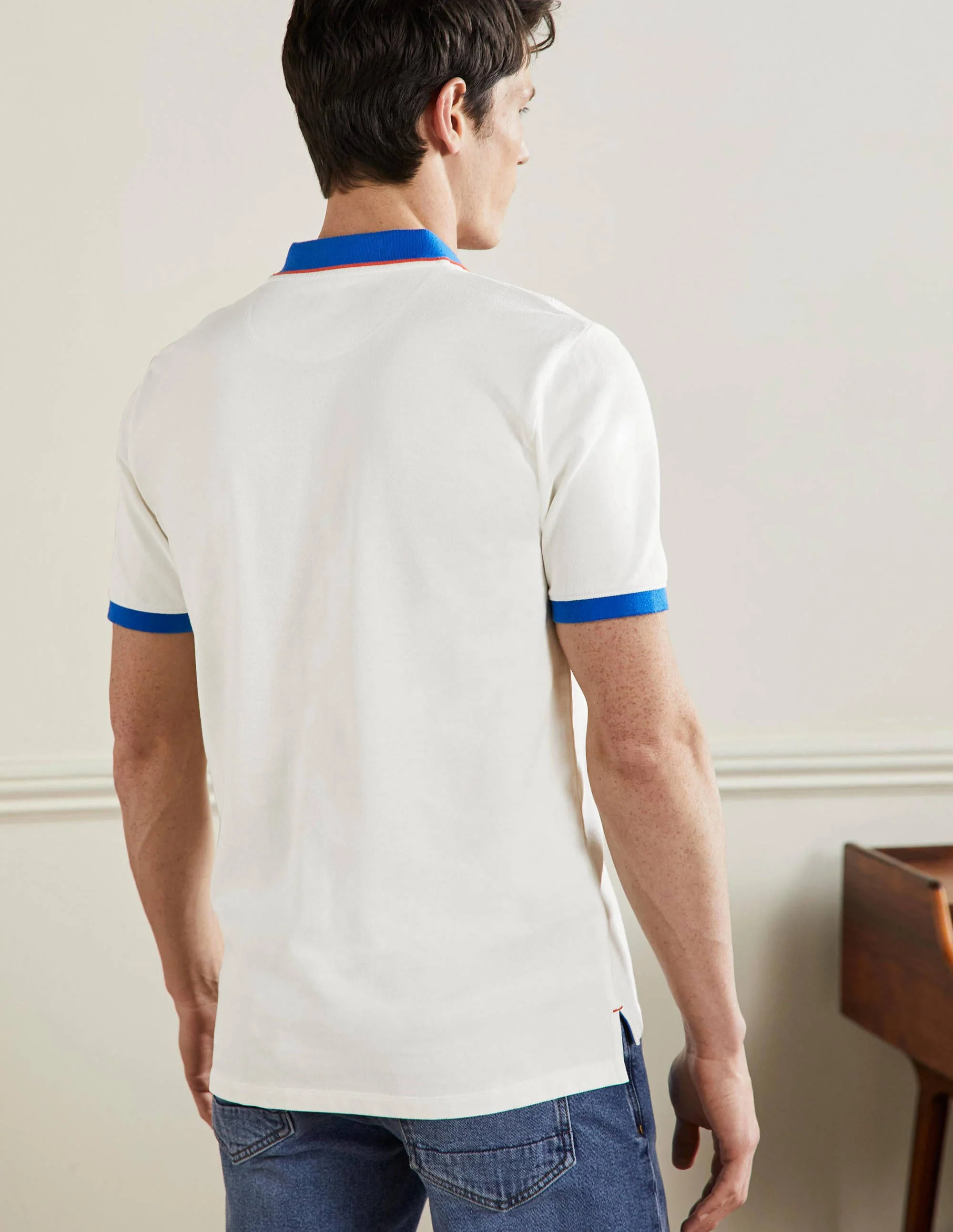 Piqué Polo Shirt-Snowdrop/Blithe Chest Stripe - Image 3