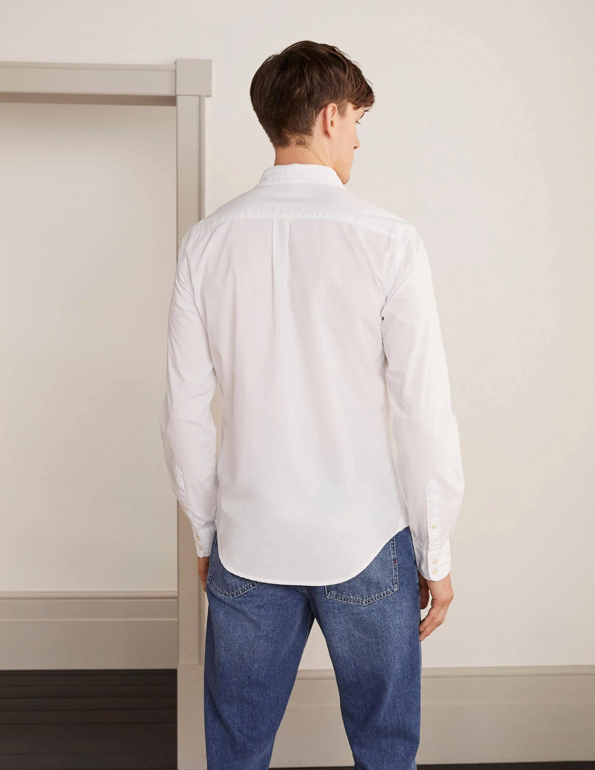 Poplin Cutaway Collar Shirt-White - Image 3