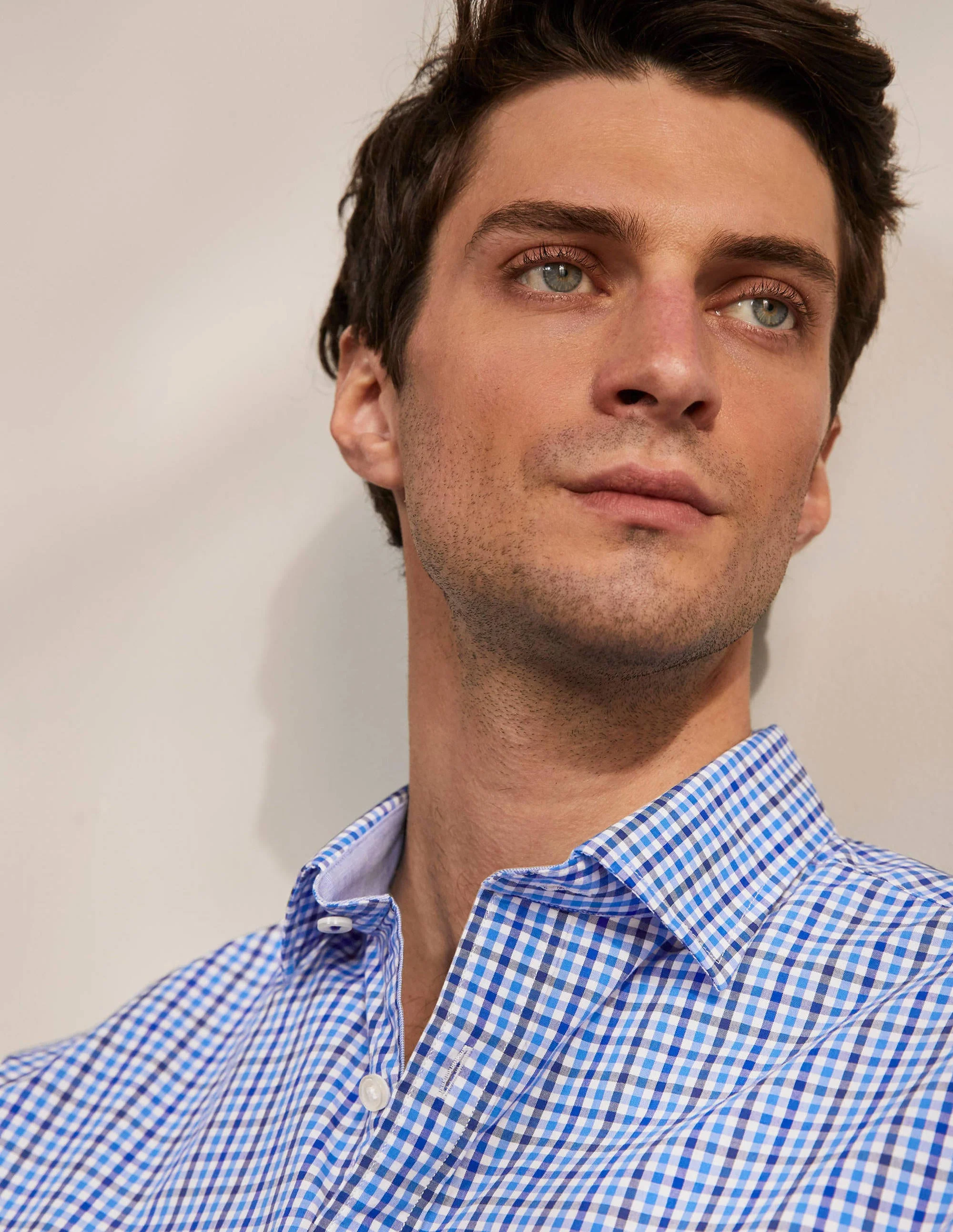 Poplin Pattern Shirt-Sky Blue Gingham - Image 4