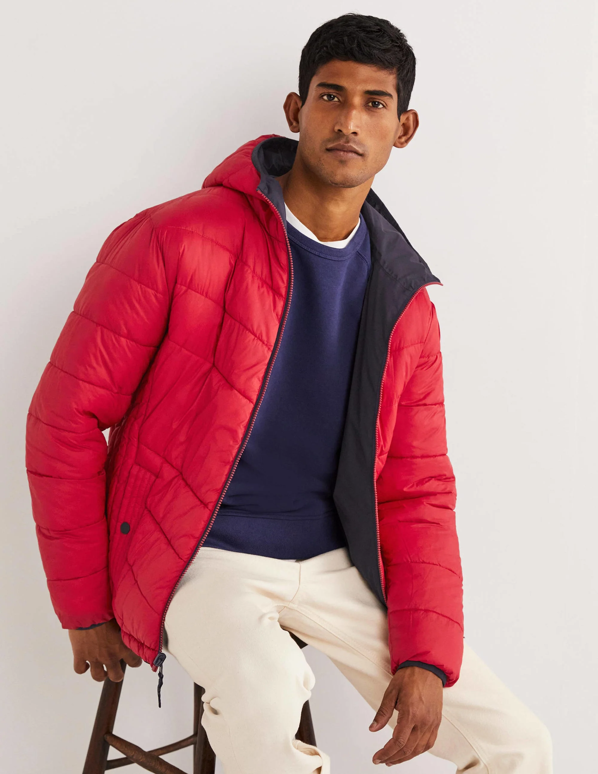 Reversible Padded Jacket-Navy/Red - Image 5