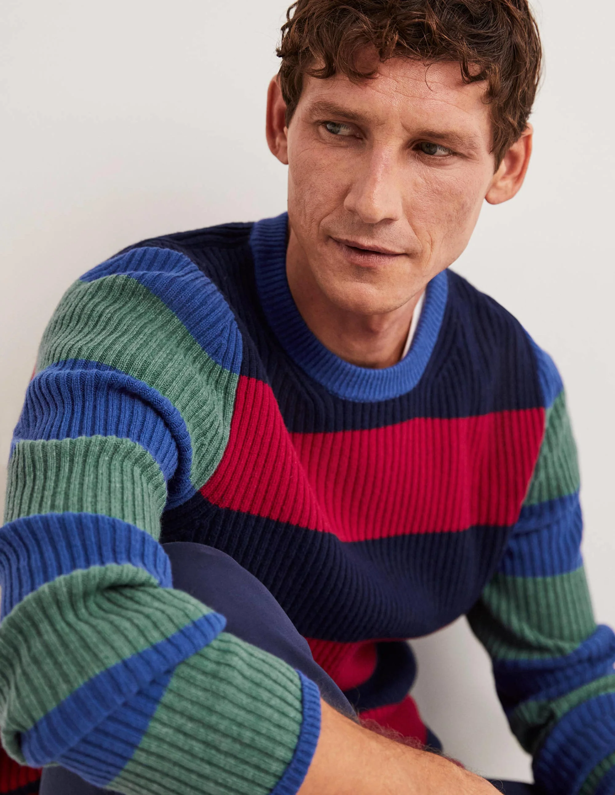Rib Crew Neck-Stripe Colourblock - Image 2