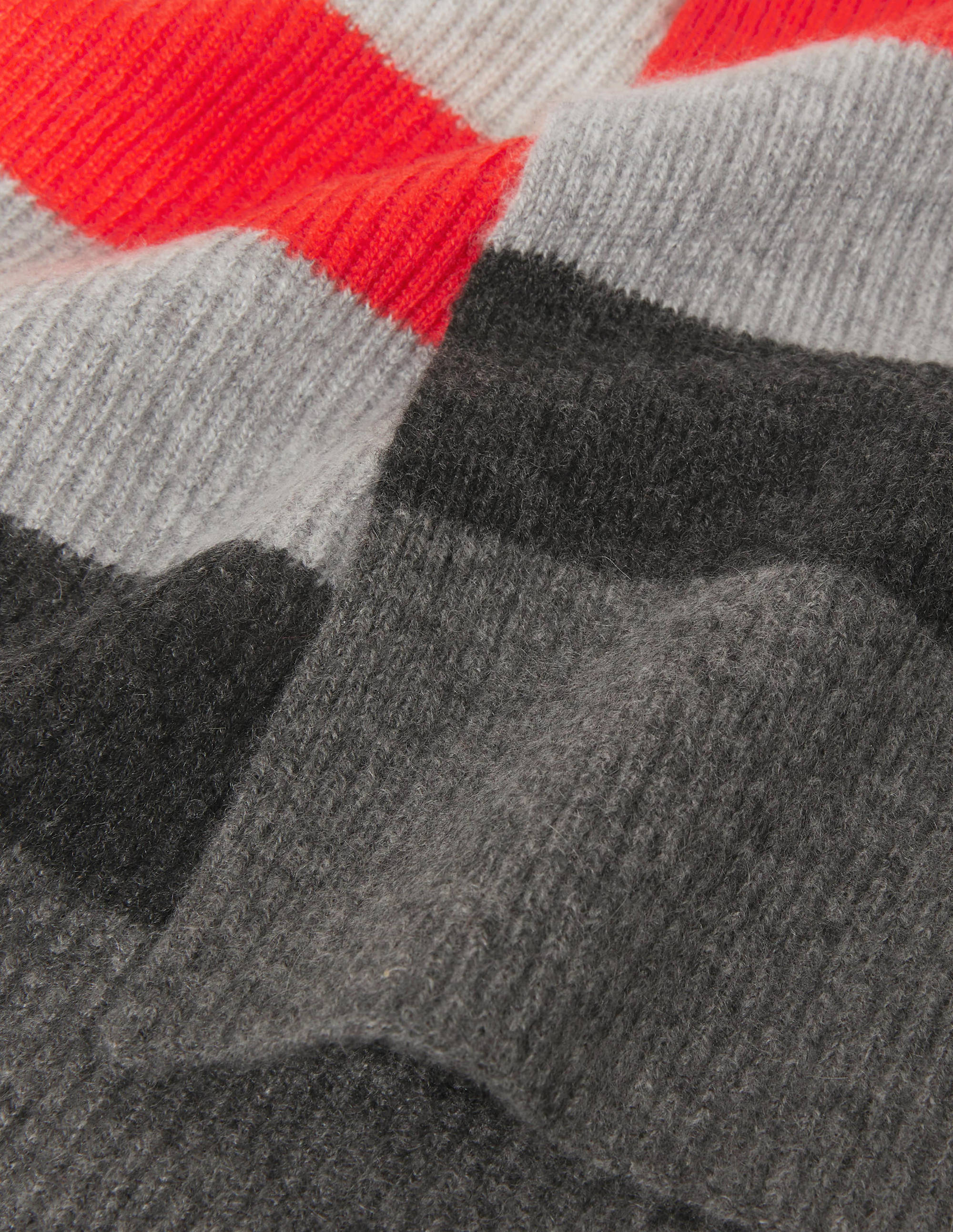 Ribbed Cashmere Scarf-Grey Stripe - Image 2
