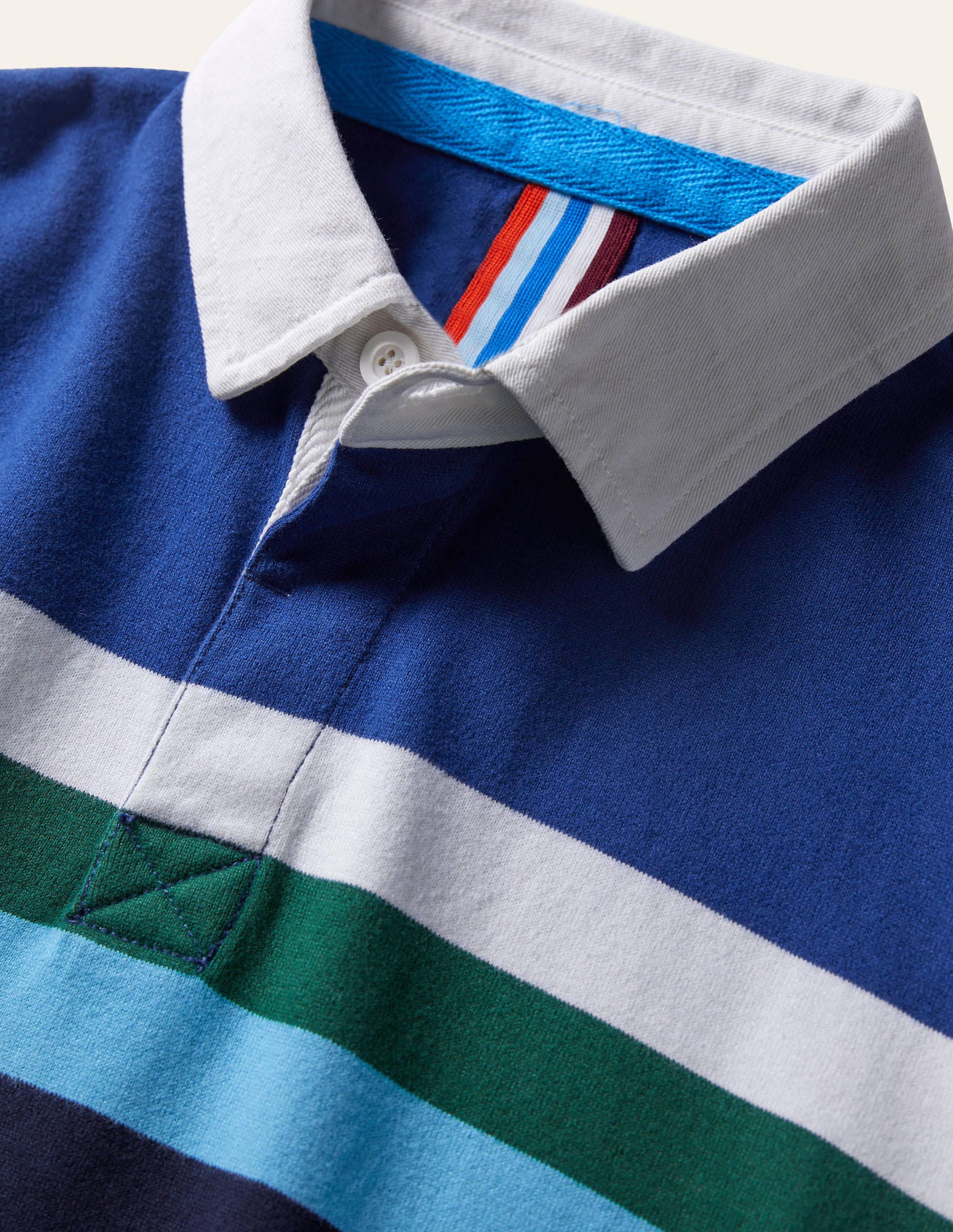 Rugby Shirt-Blues Tonal Chest Stripe - Image 5