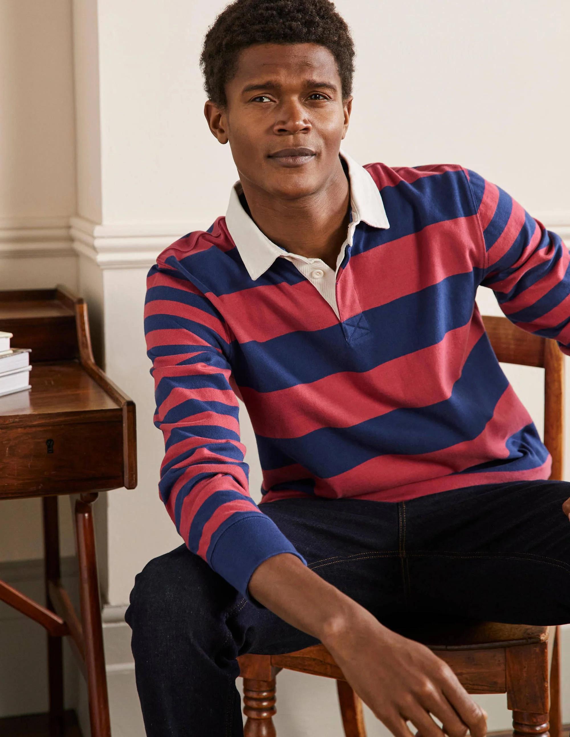 Rugby Shirt-Dusky Rose/ Presidential Blue