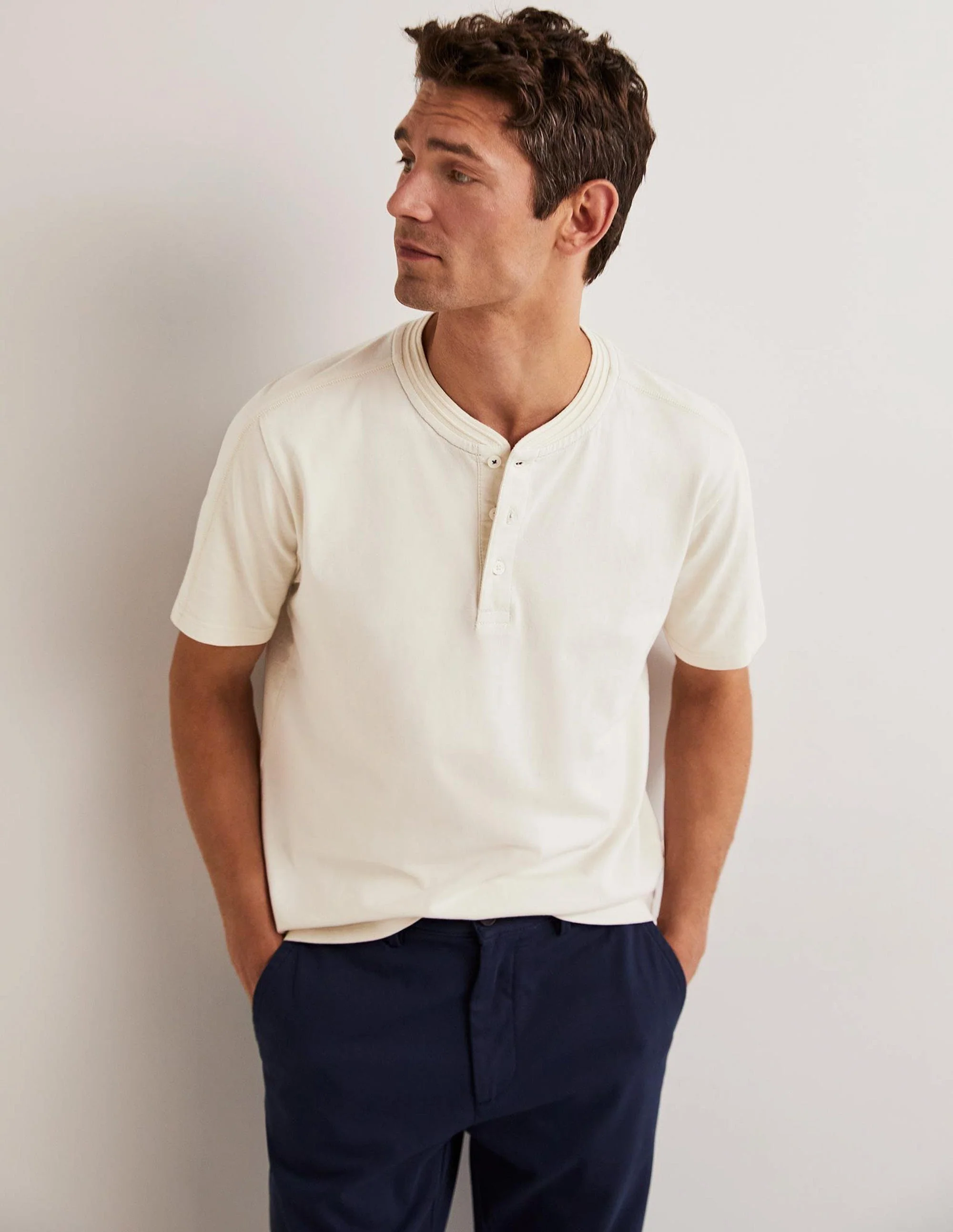 Short Sleeve Henley-Ecru - Image 5