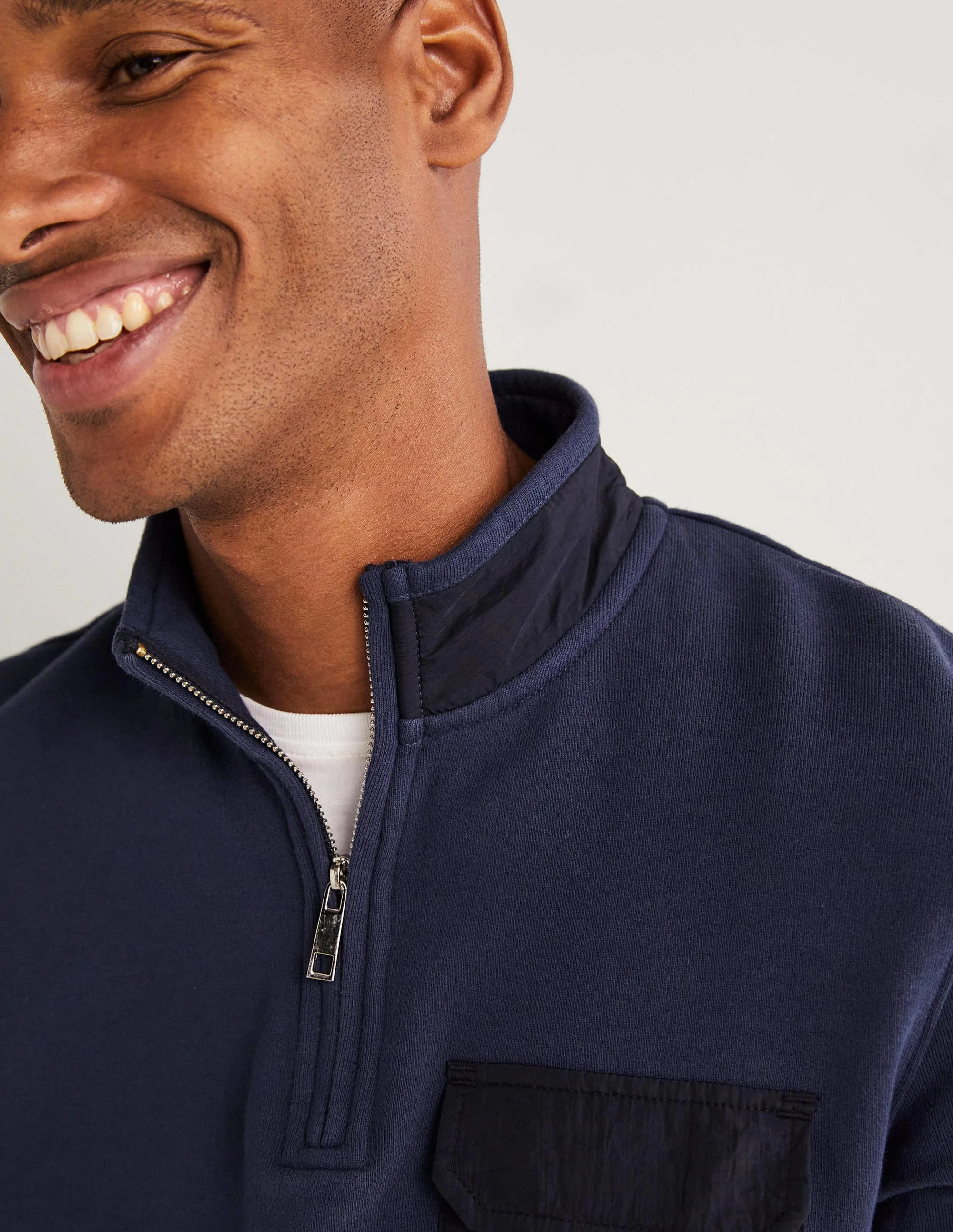 Side Panel Half Zip-Navy - Image 2