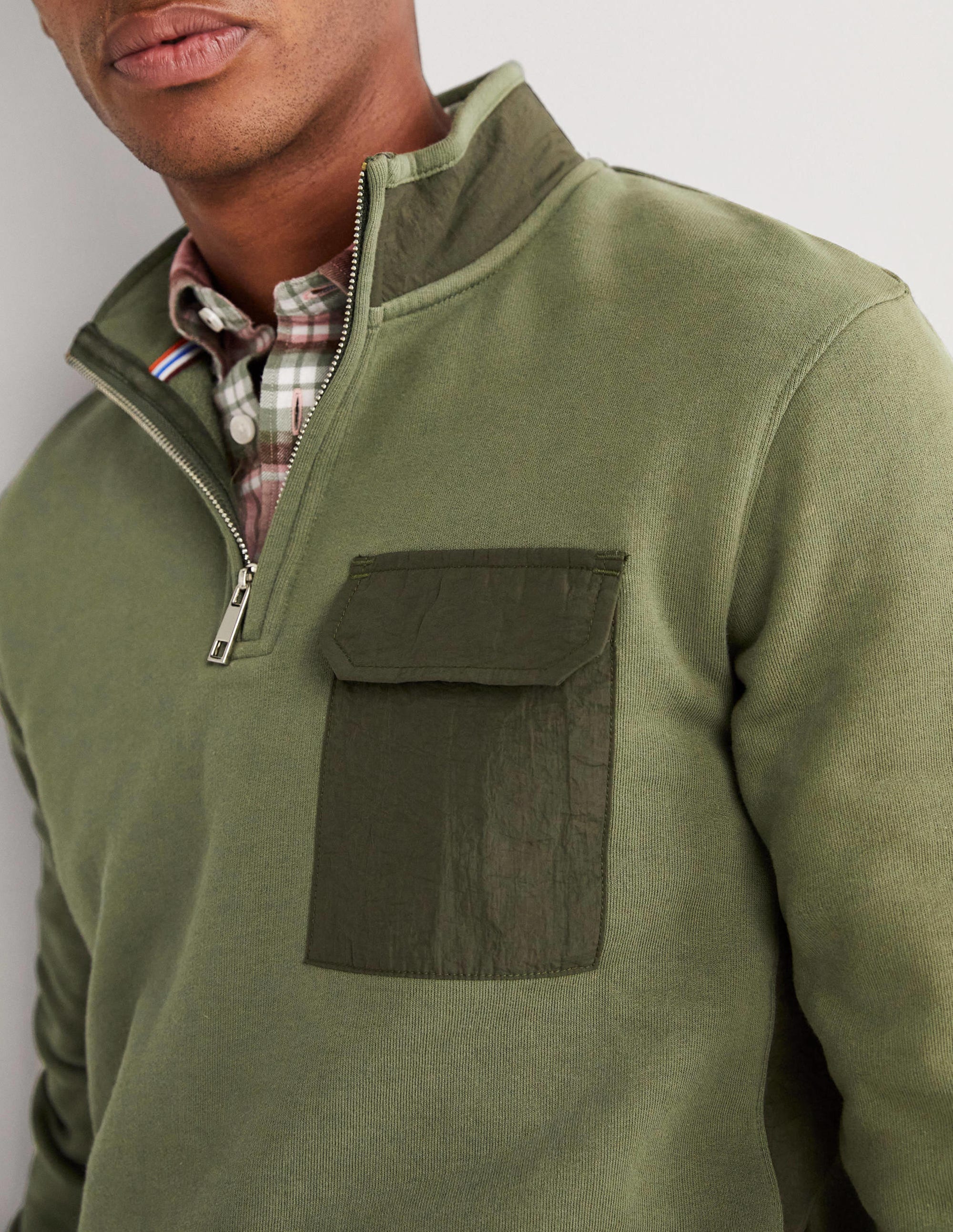 Side Panel Half Zip-Utility Green - Image 2