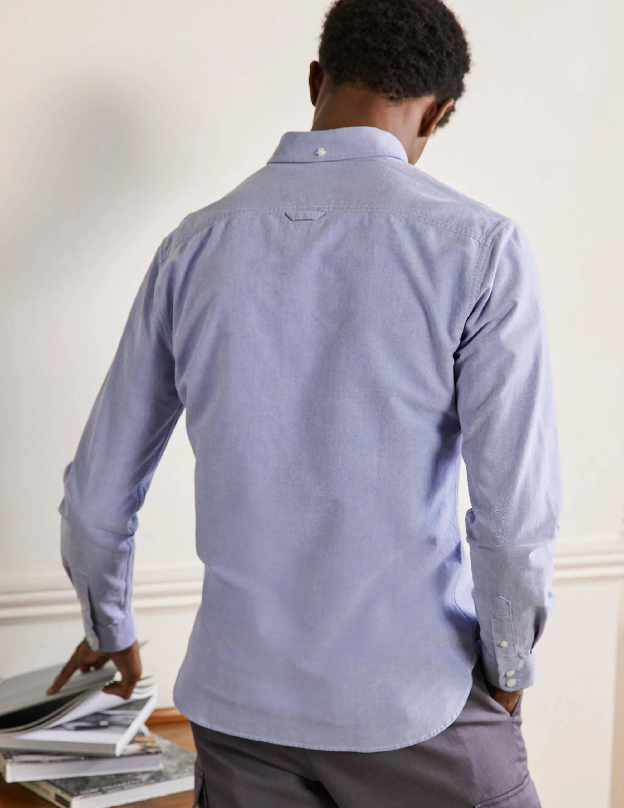 Slim Fit Oxford Shirt-Blue - Image 3