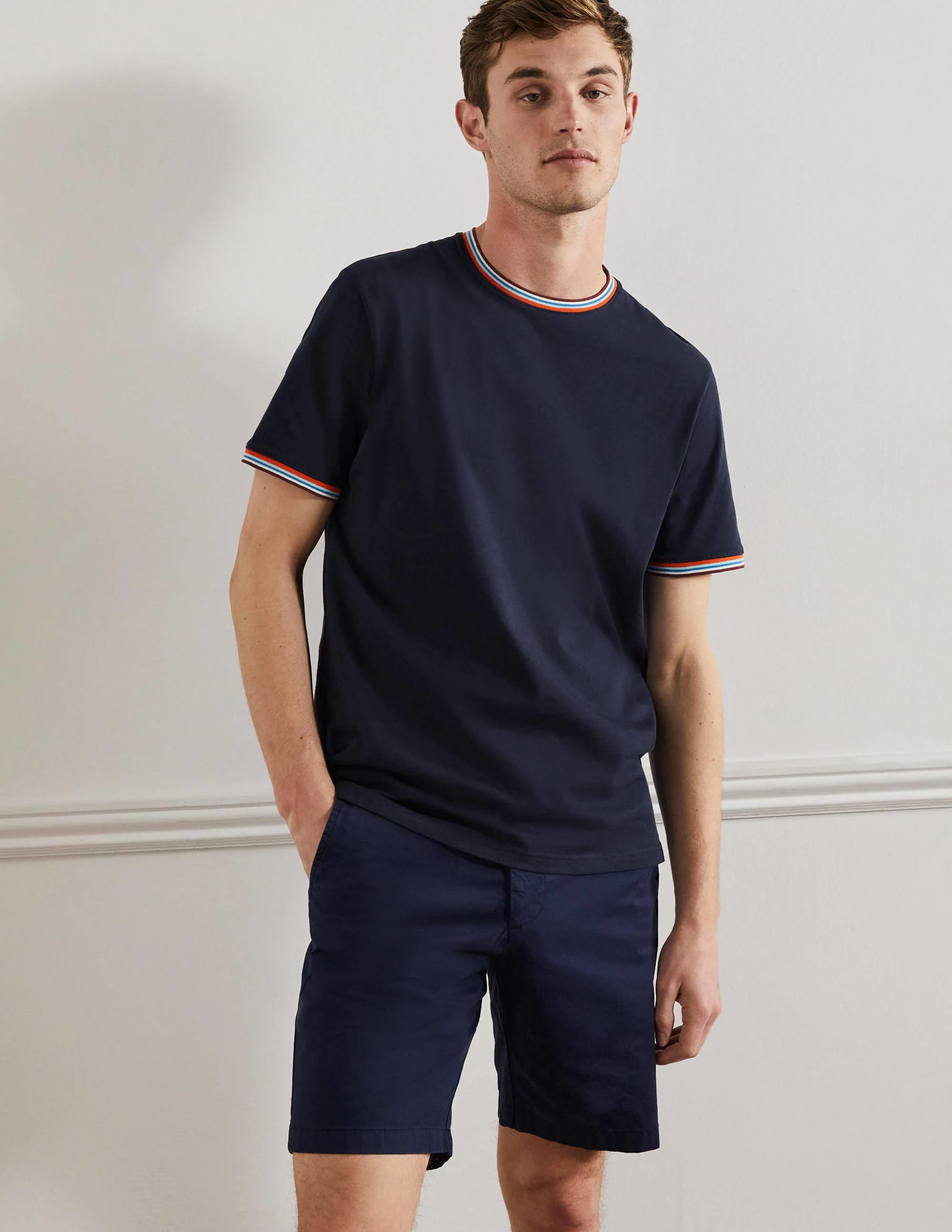 Stripe Detail T-Shirt-Navy - Image 4