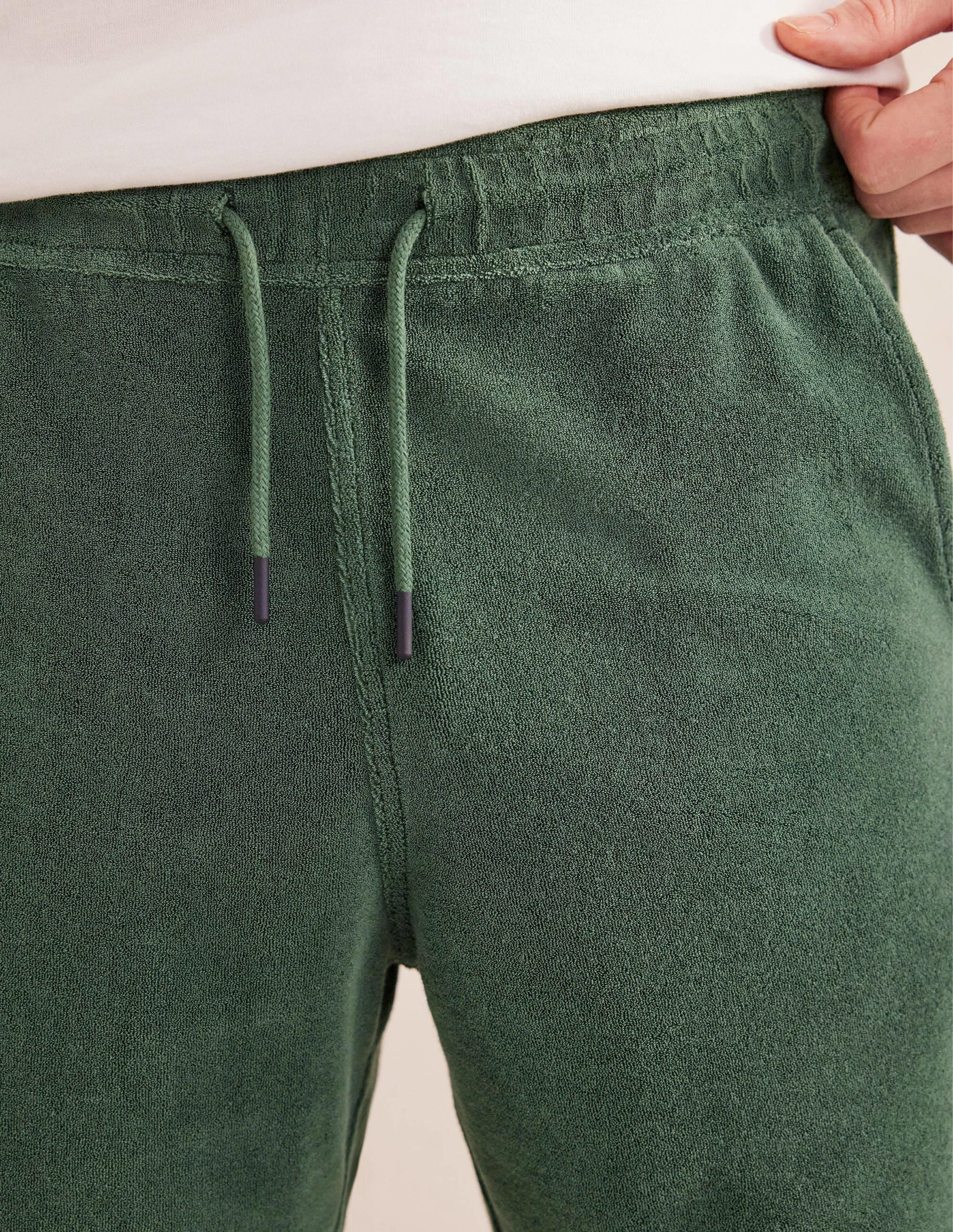 Towelling Drawstring Shorts-Palm Leaf - Image 2
