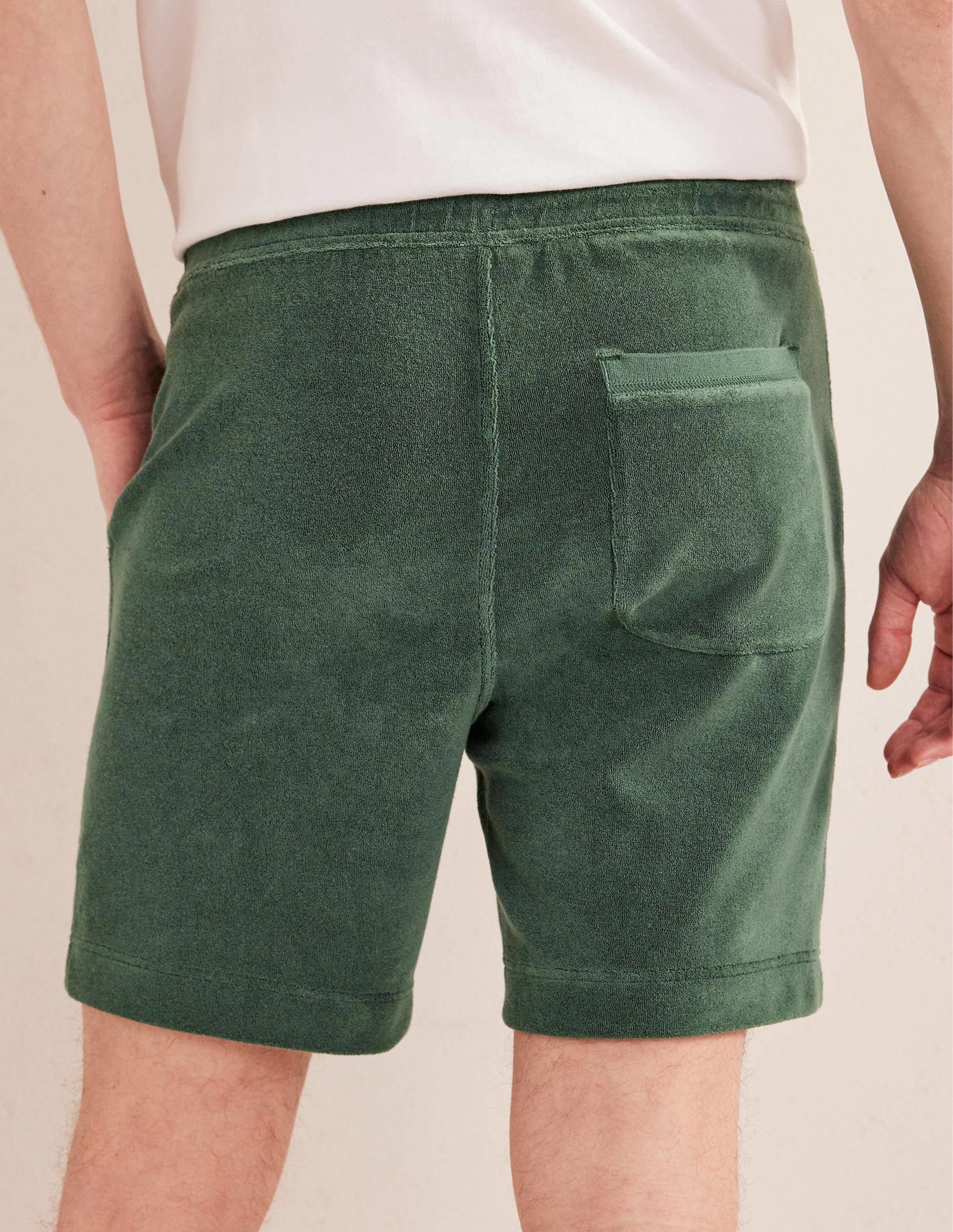 Towelling Drawstring Shorts-Palm Leaf - Image 3