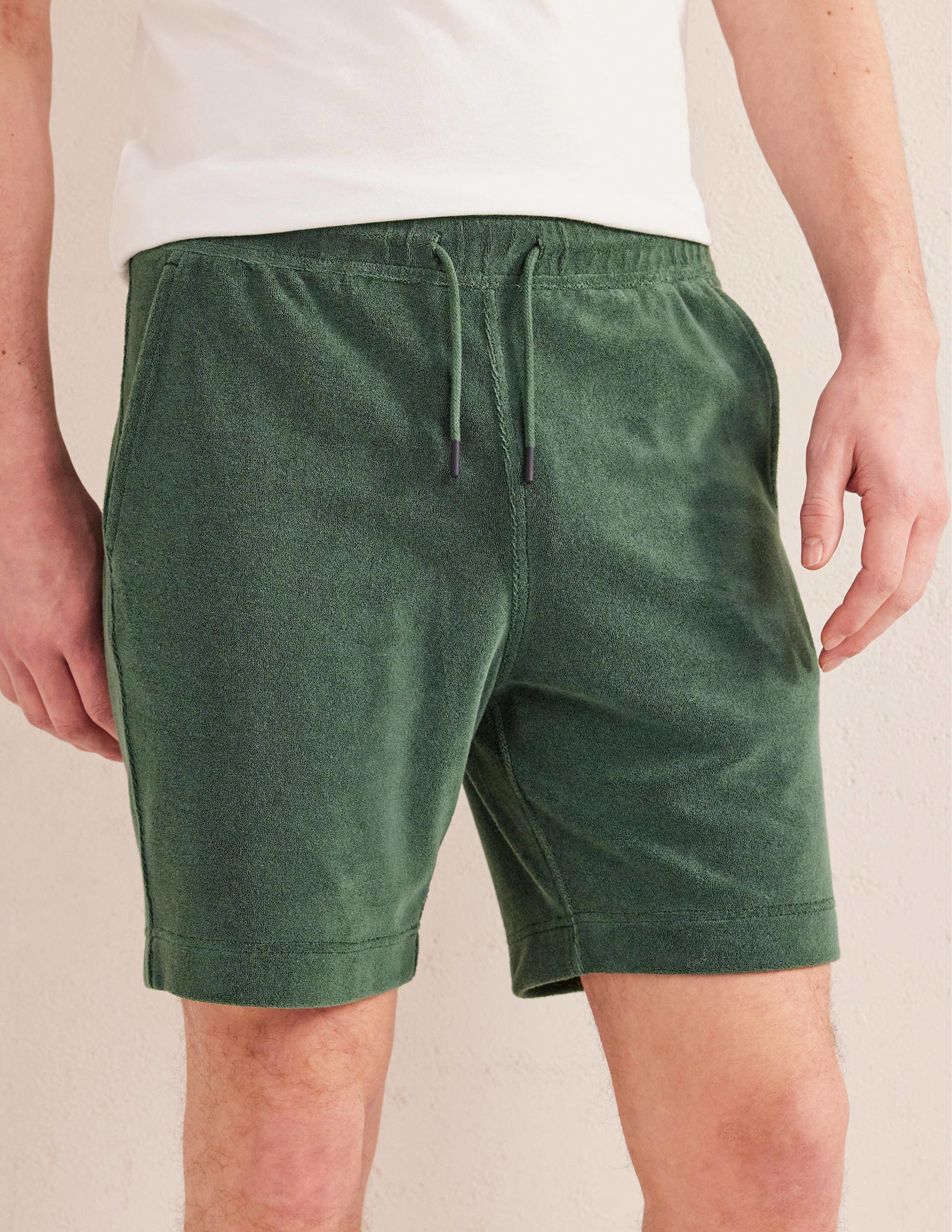 Towelling Drawstring Shorts-Palm Leaf - Image 4