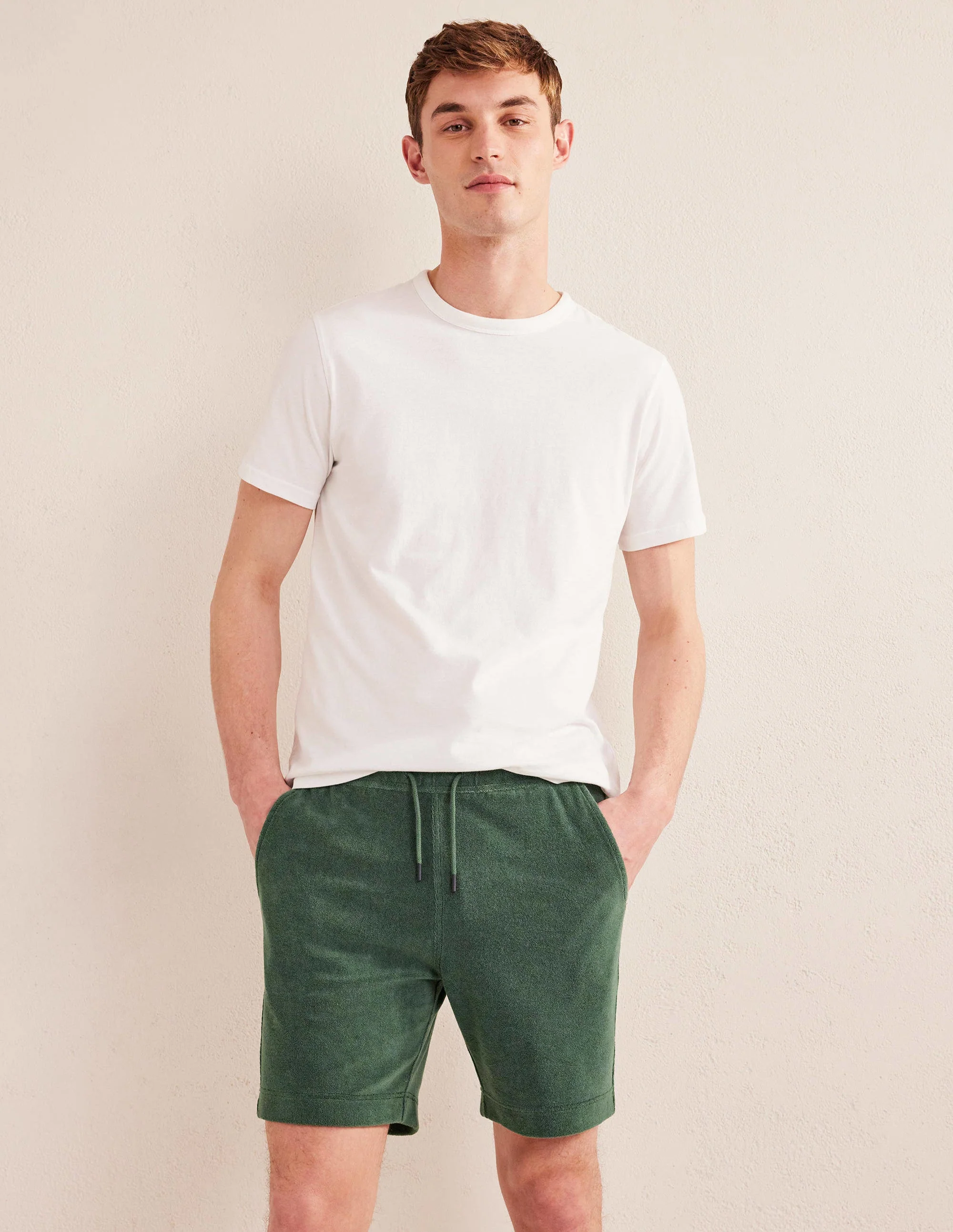Towelling Drawstring Shorts-Palm Leaf - Image 5