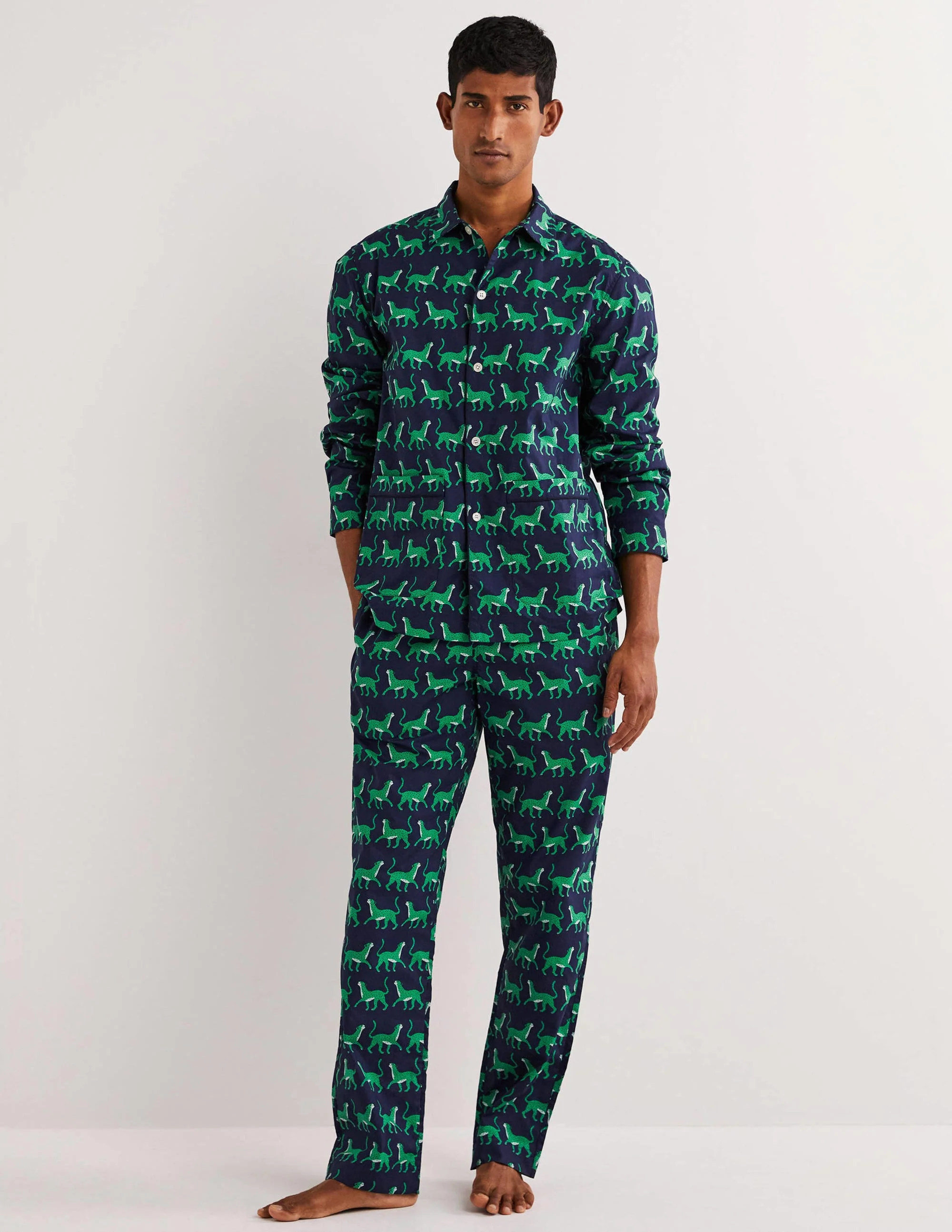 Woven Pyjama Set-Navy Leopards