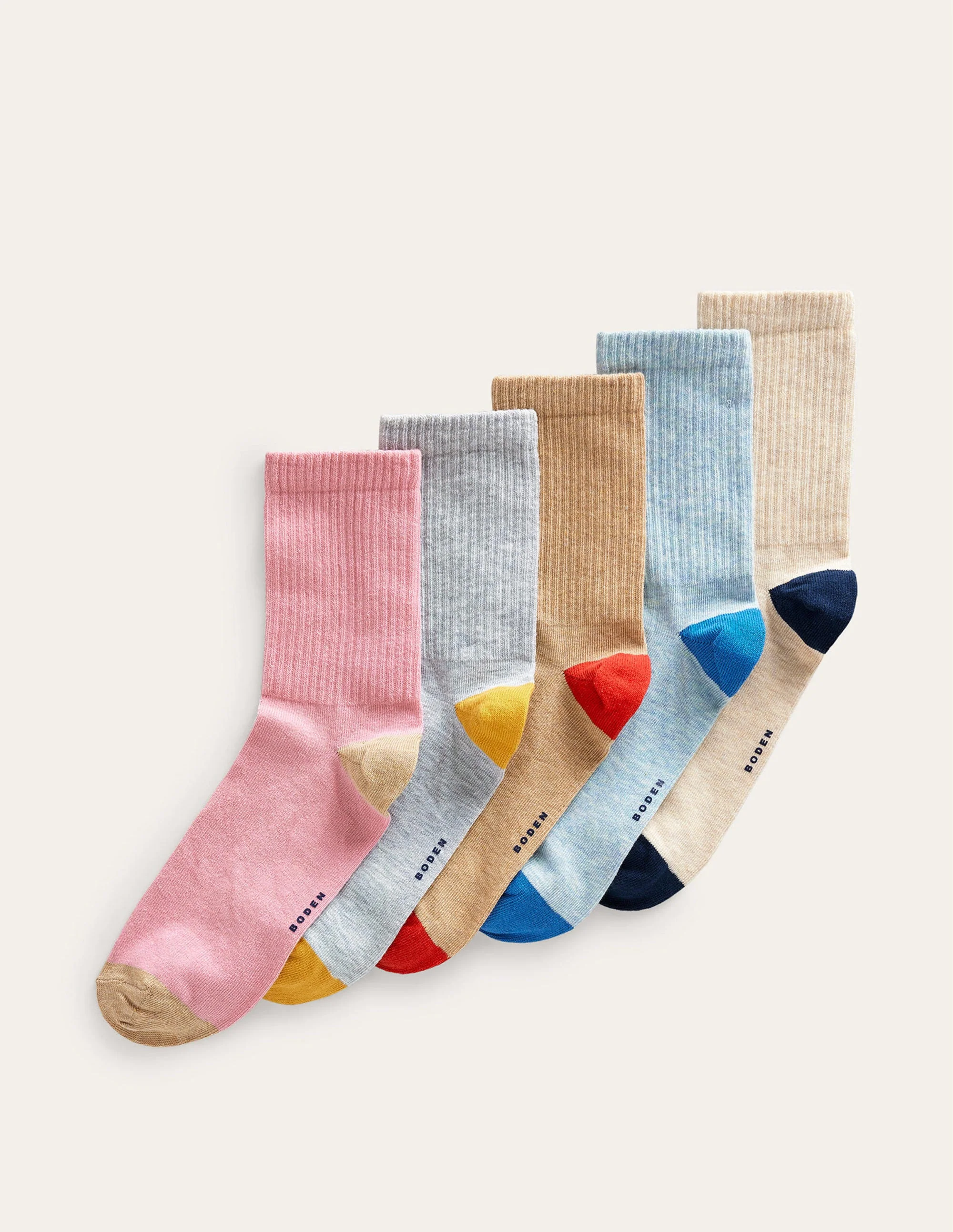 5-Pack Ribbed Ankle Socks-Multi, Neutral