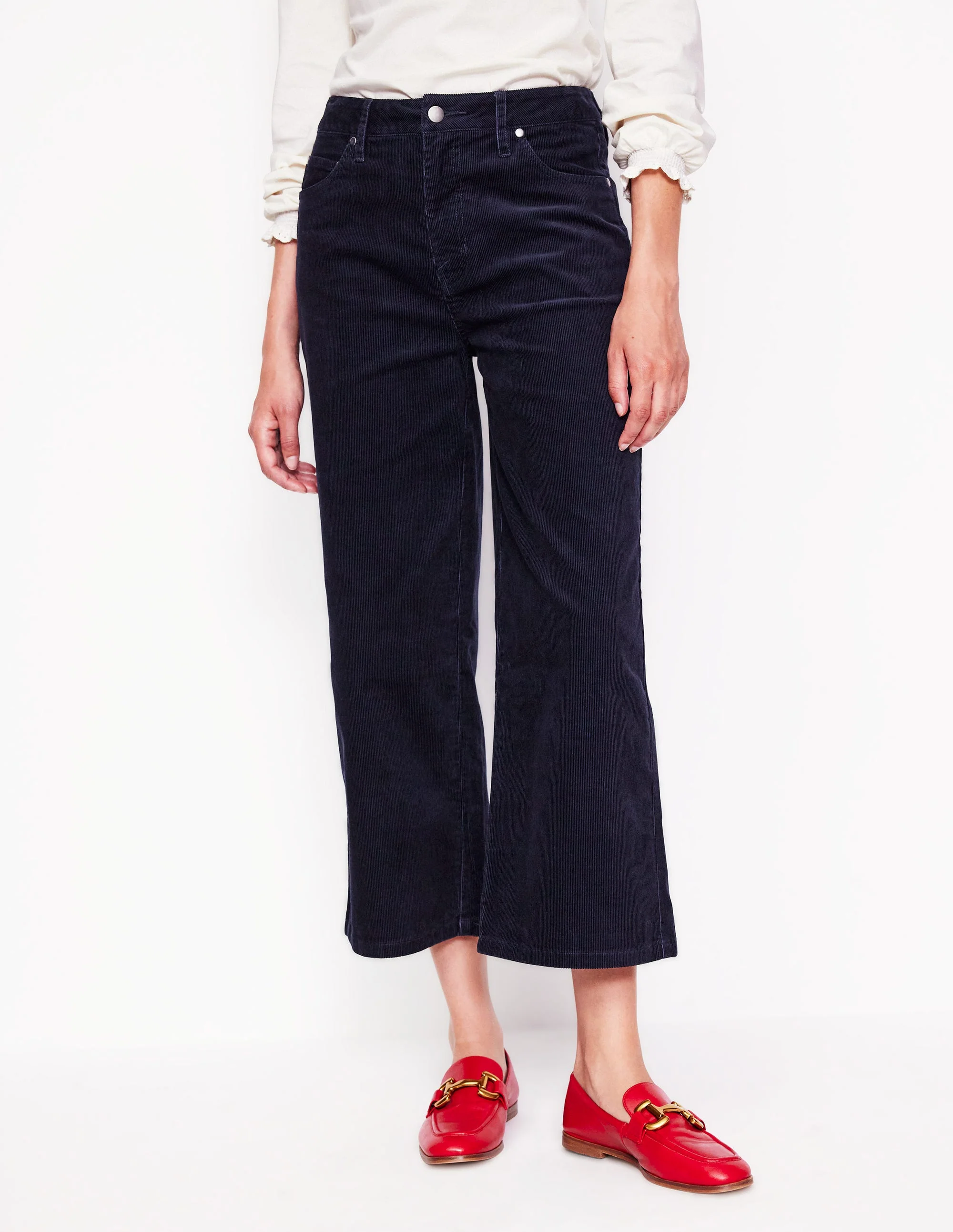 5 Pocket Cord Crop Jeans-Navy - Image 4