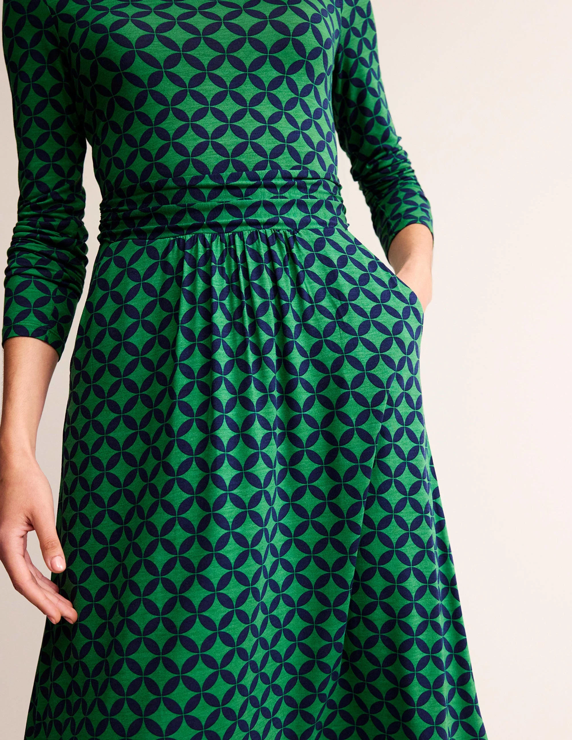 Abigail Jersey Dress-Green, Diamond Terrace - Image 2