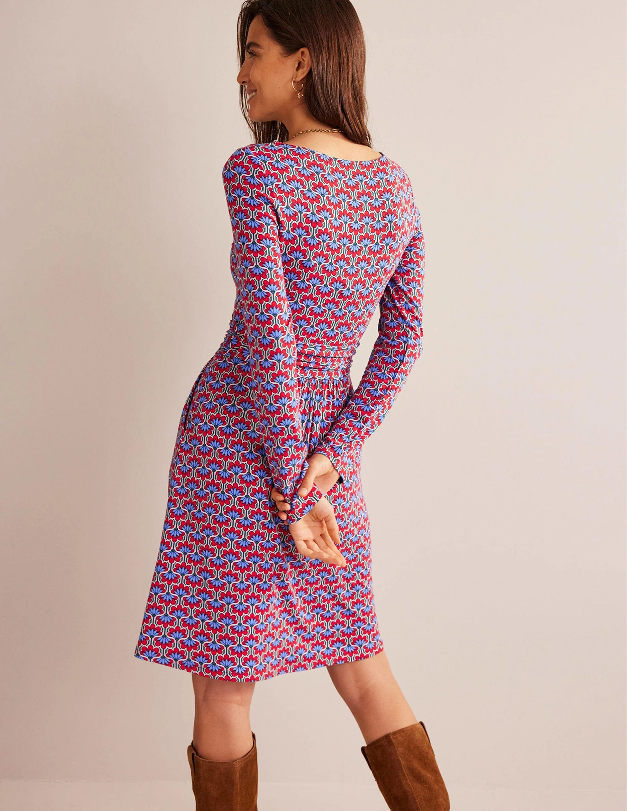 Abigail Jersey Dress-Hot Pepper, Geo Petal - Image 3