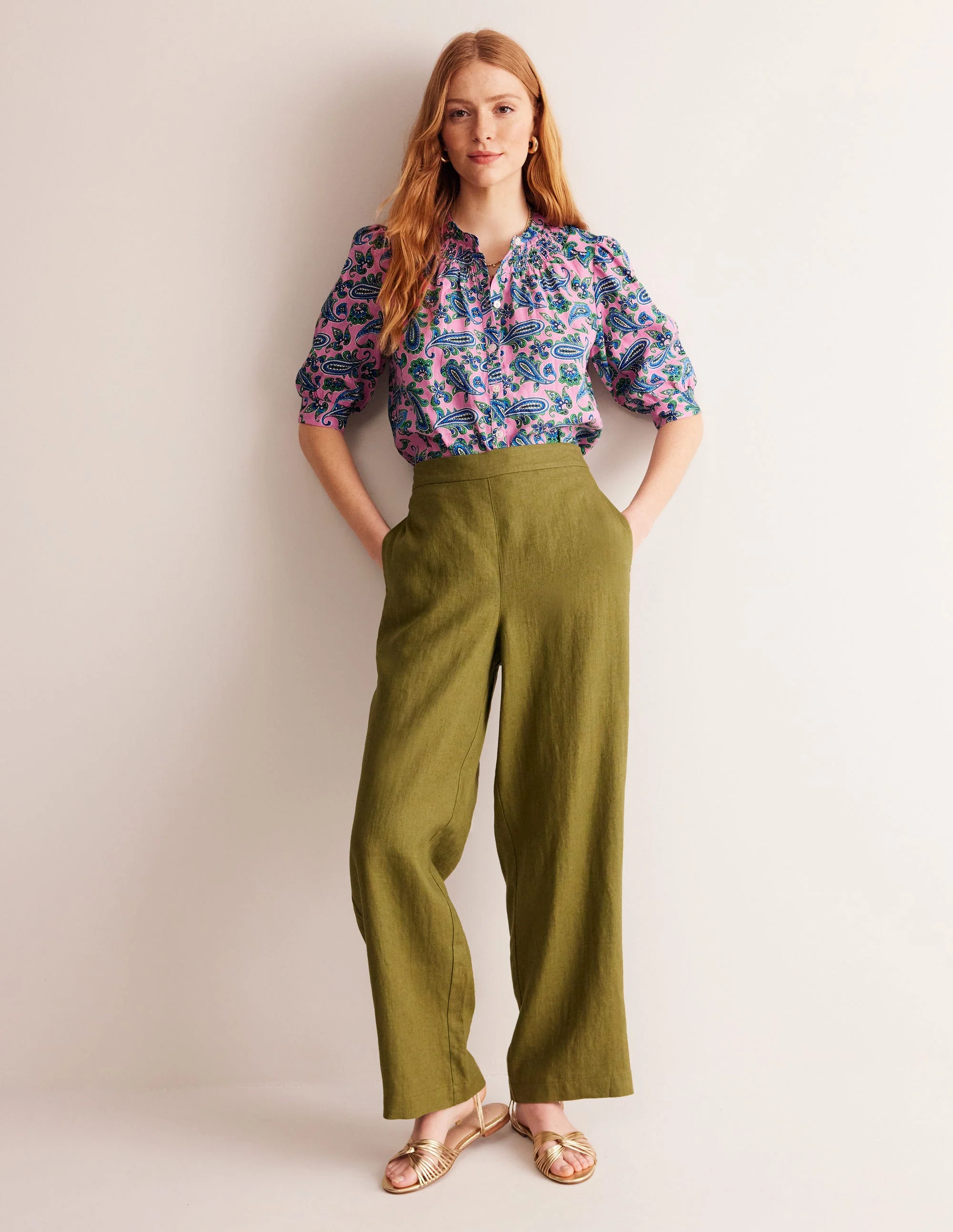Ada Linen Top-Rose Damask, Paisley Wave - Image 4