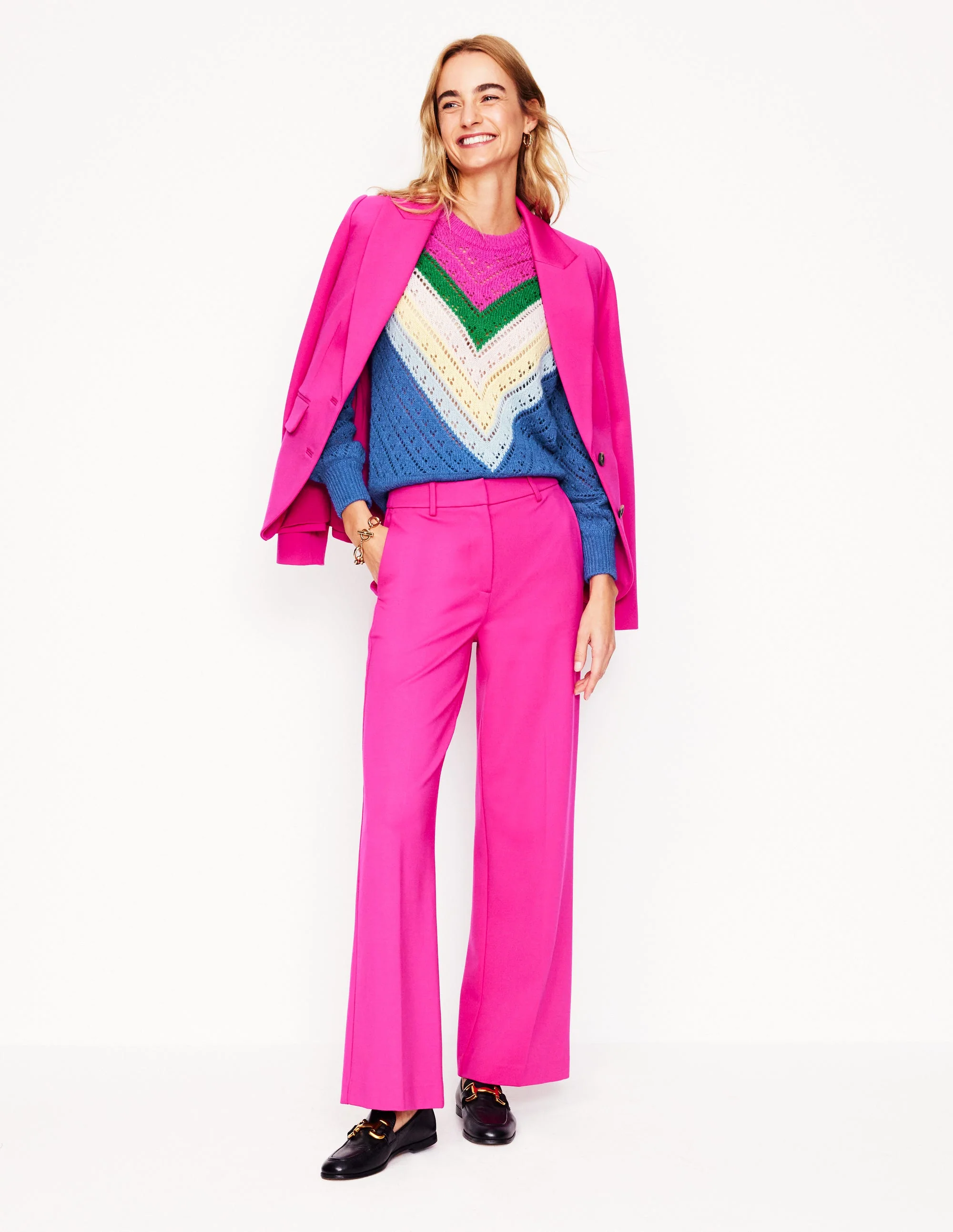 Alice Fluffy Raglan Jumper-Blue and Pink Chevron - Image 5
