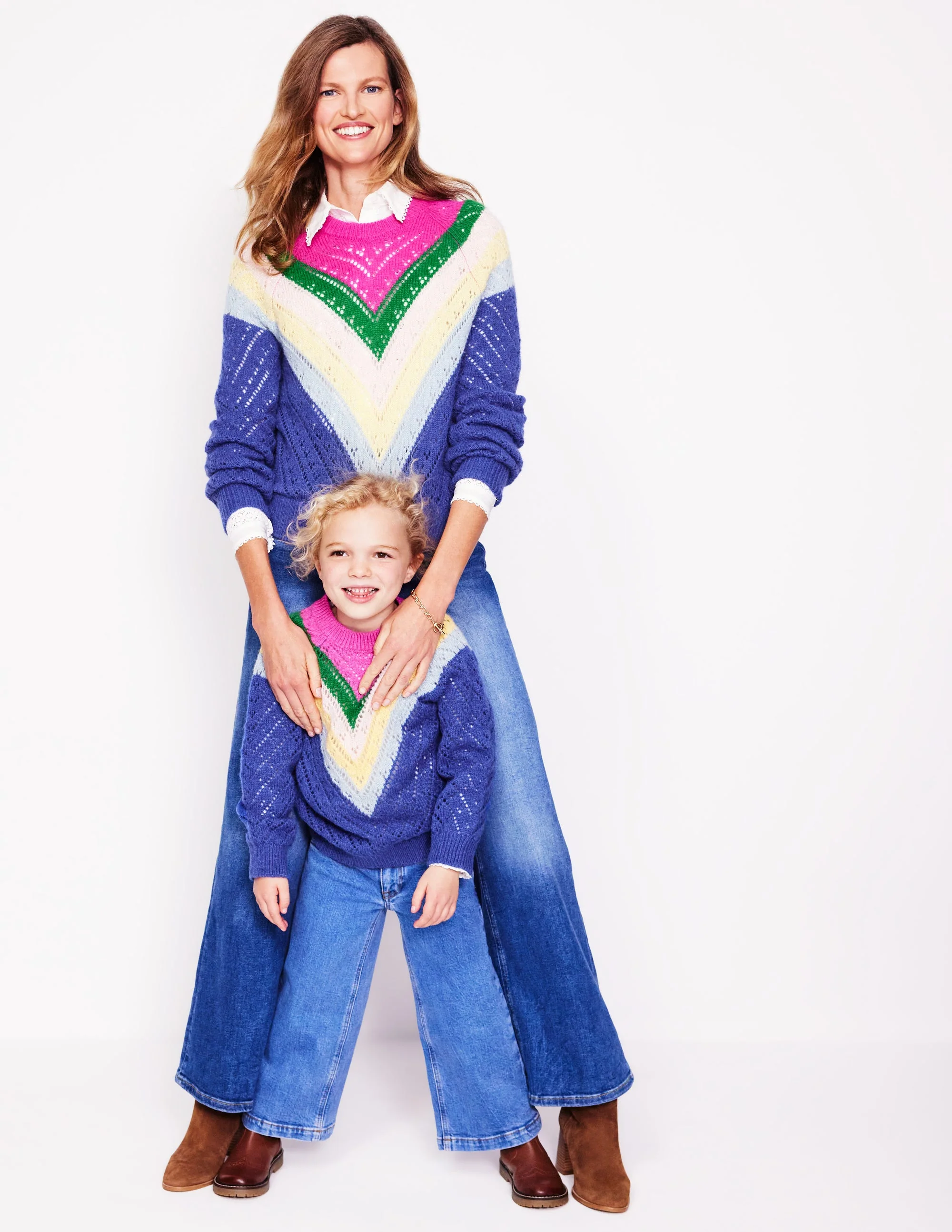 Alice Fluffy Raglan Jumper-Blue and Pink Chevron - Image 7