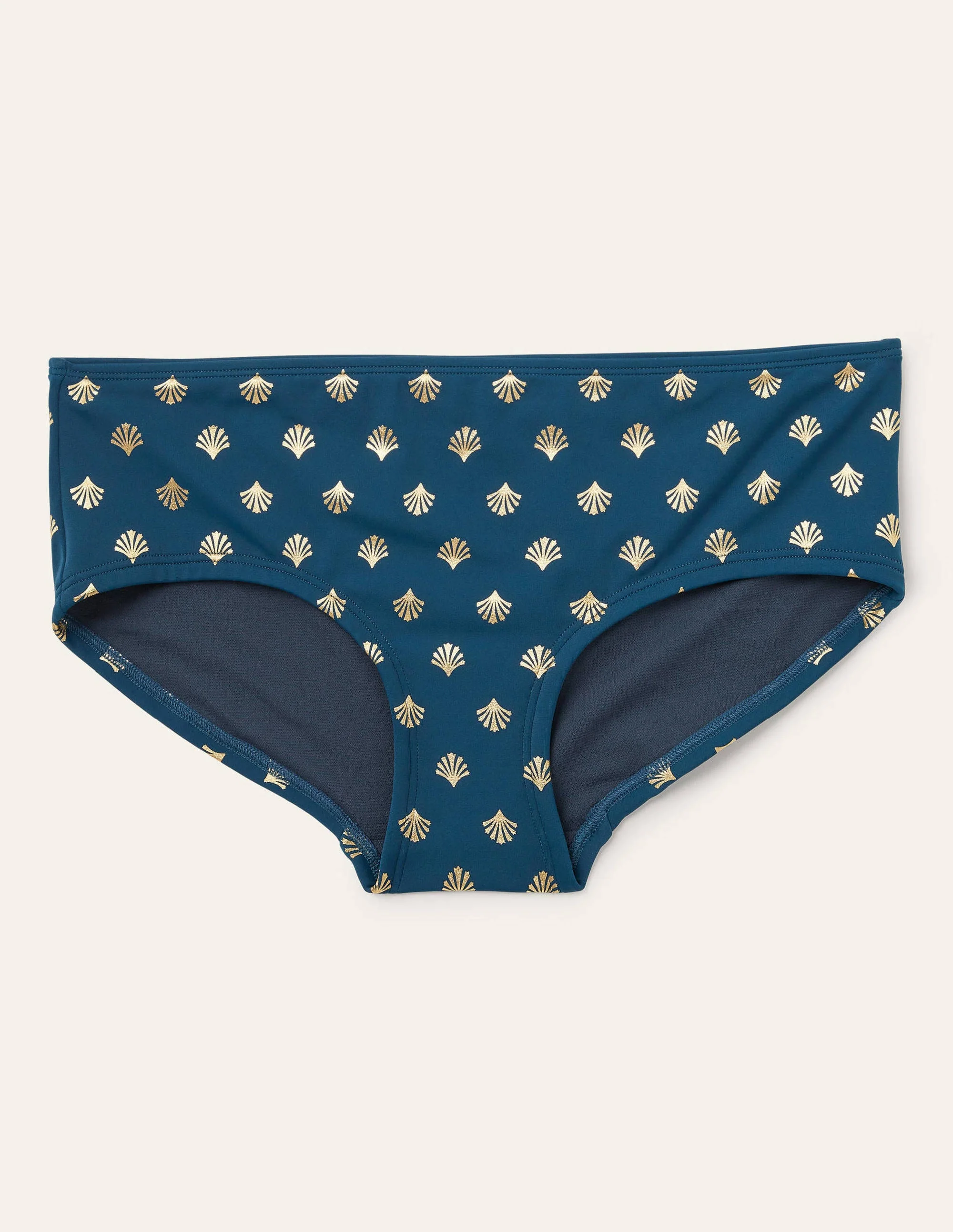 Amalfi Bikini Shorts-Rich Teal and Gold, Coral Tile - Image 5
